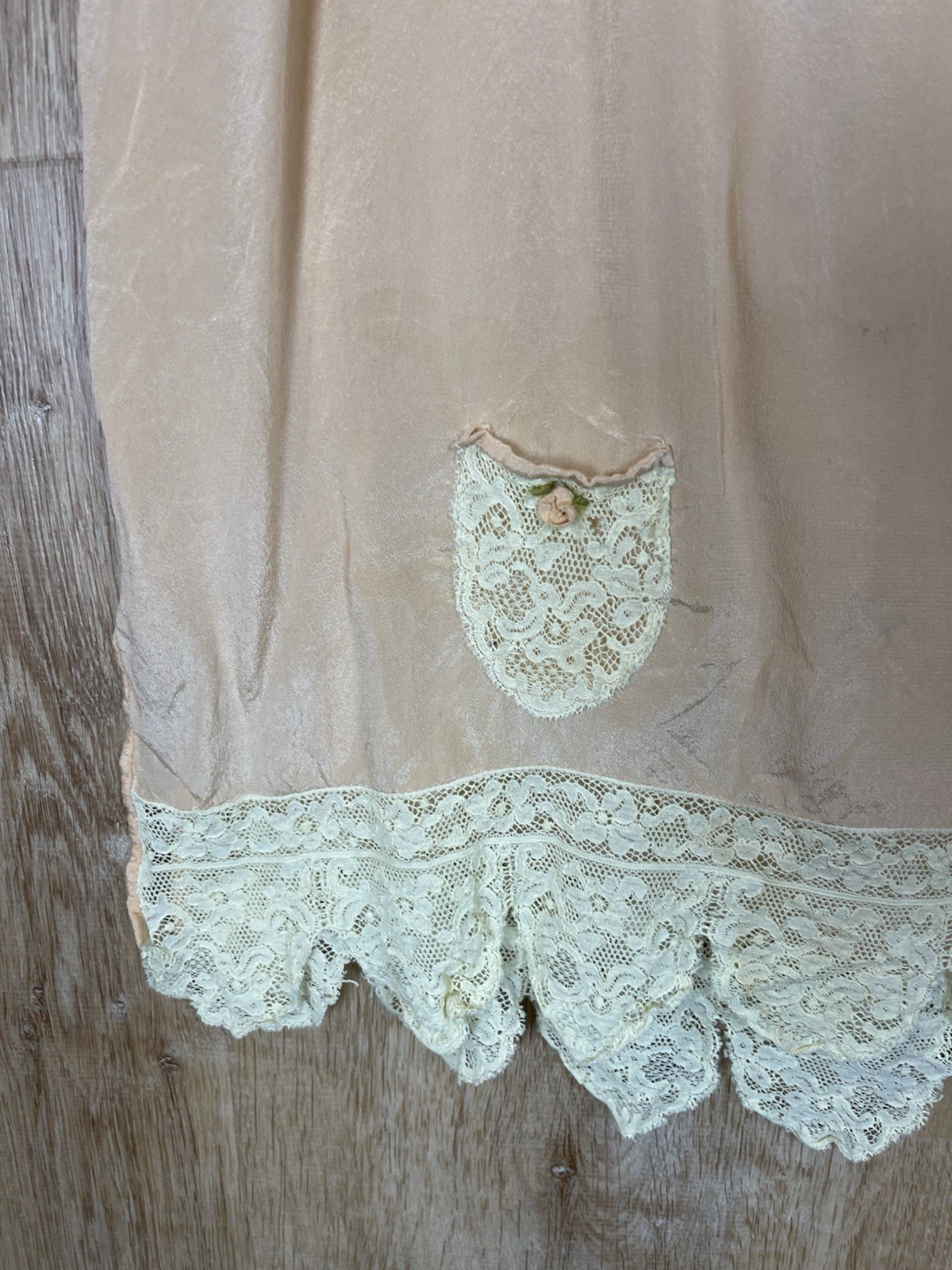 Vintage Art Deco Silk W Lace Slip Top Volup