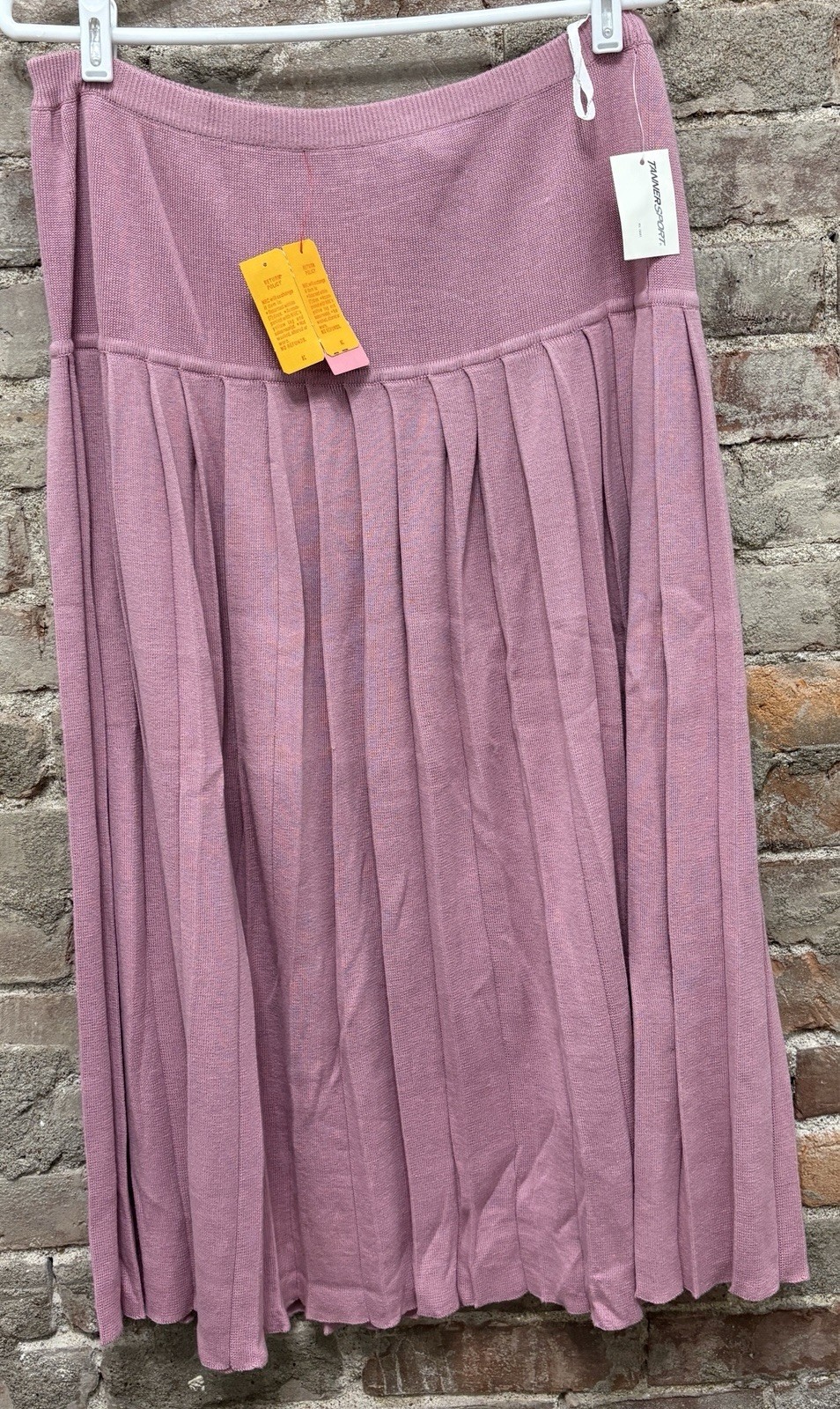 NWT Vintage TANNER SPORT Ice Pink Drop Waist Pleated Sweater Skirt Women’s Large