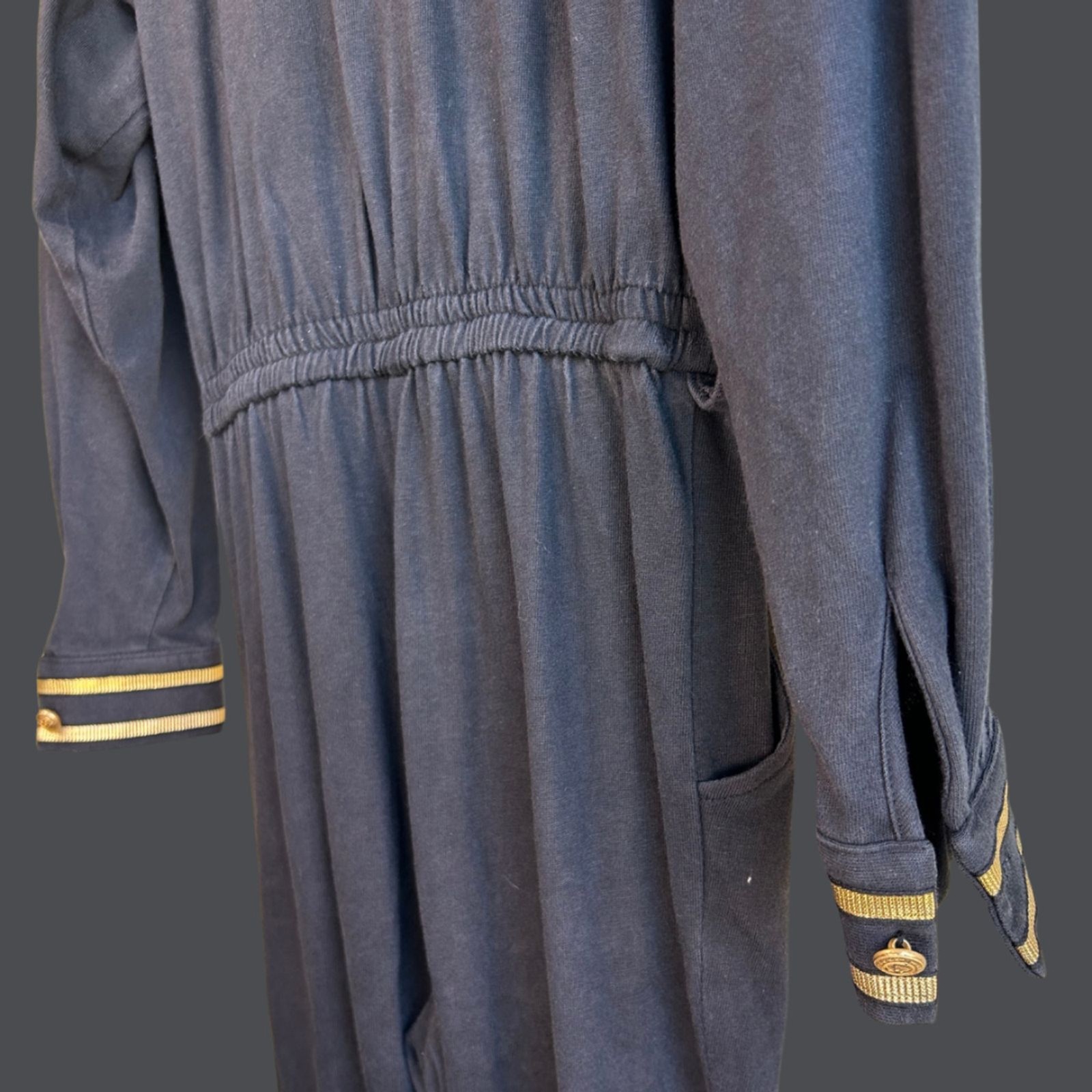 Vintage 90s Karen Kane Black and Gold Military Jumpsuit