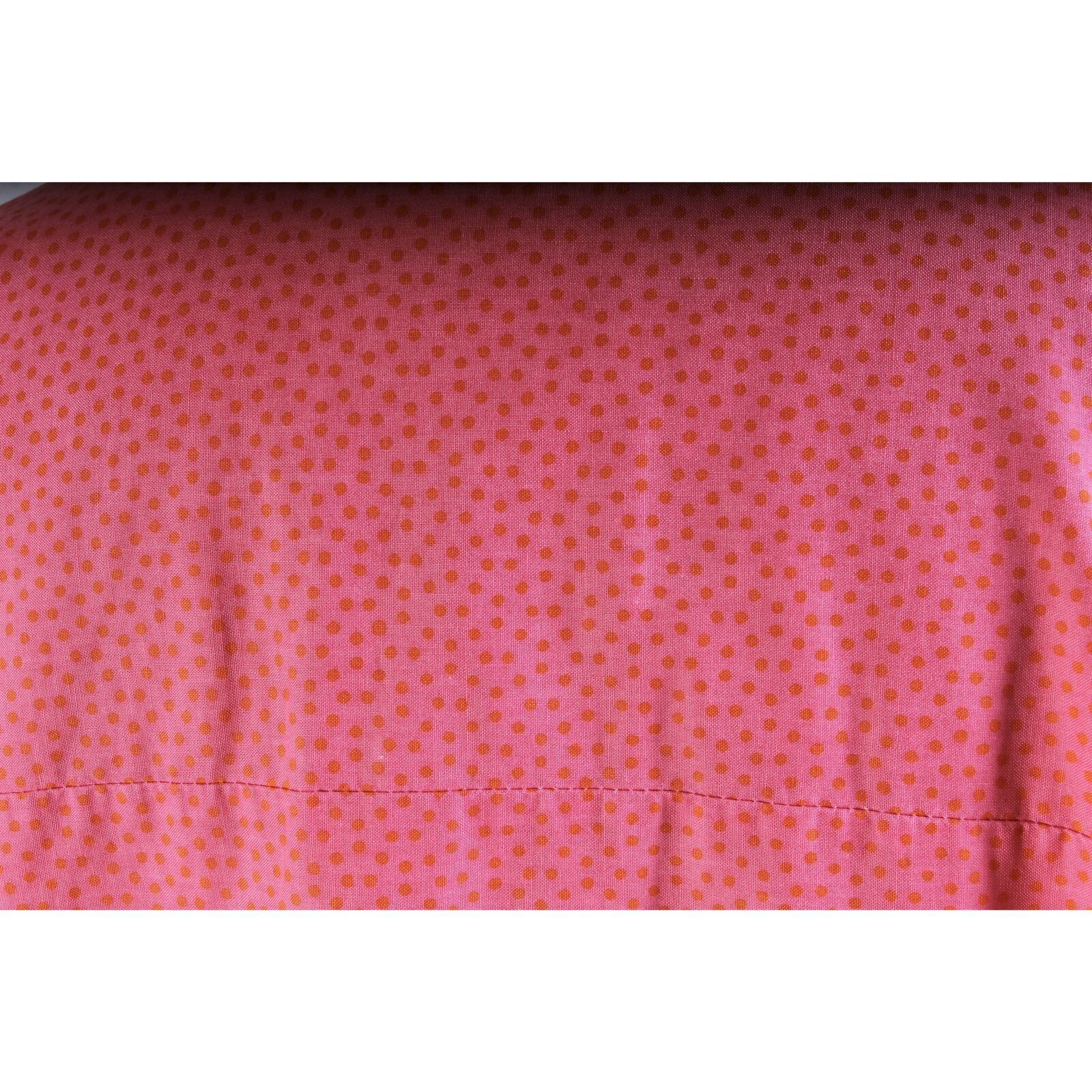 VTG 70s Marimekko Cotton Tunic Blouson Pink Orange Dot Print Silver Buttons S
