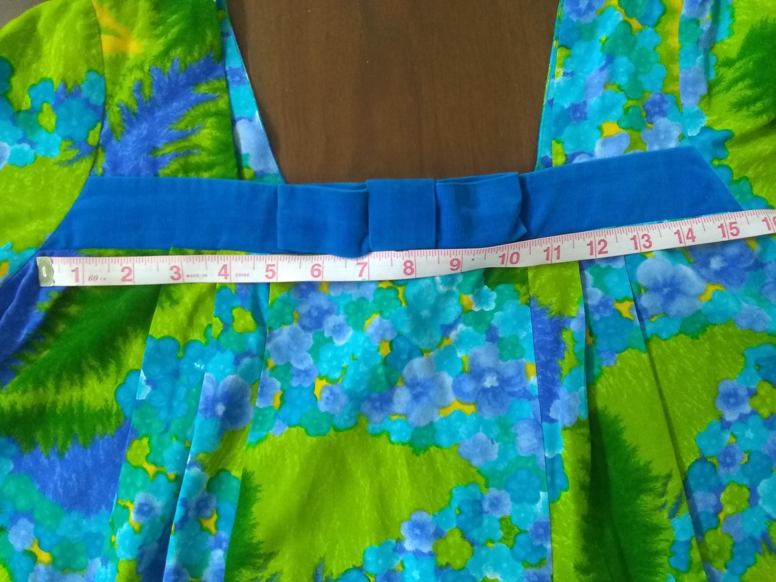 Vintage 1960’s Liberty House Hawaii Maxi Muumuu w/ Blue Velvet Accents-Pre-owned