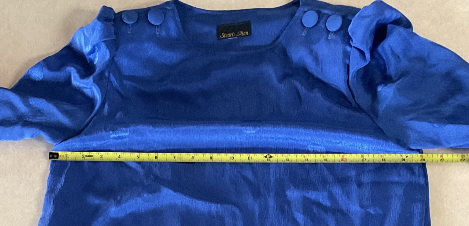 Vintage Electric Blue Polka Dot Dress 3/4 Sleeve by Stuart Alan Size Medium