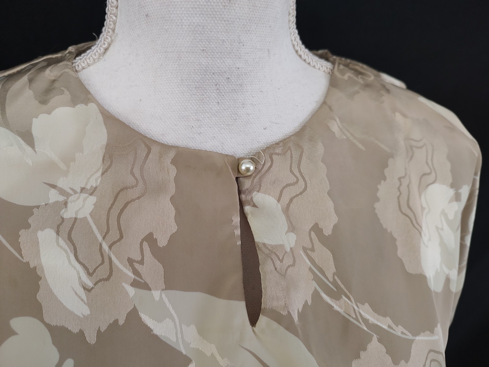 80s Vintage Dress Pellini Petites by Von Branlett Silky Poly Floral Office 7/8 P