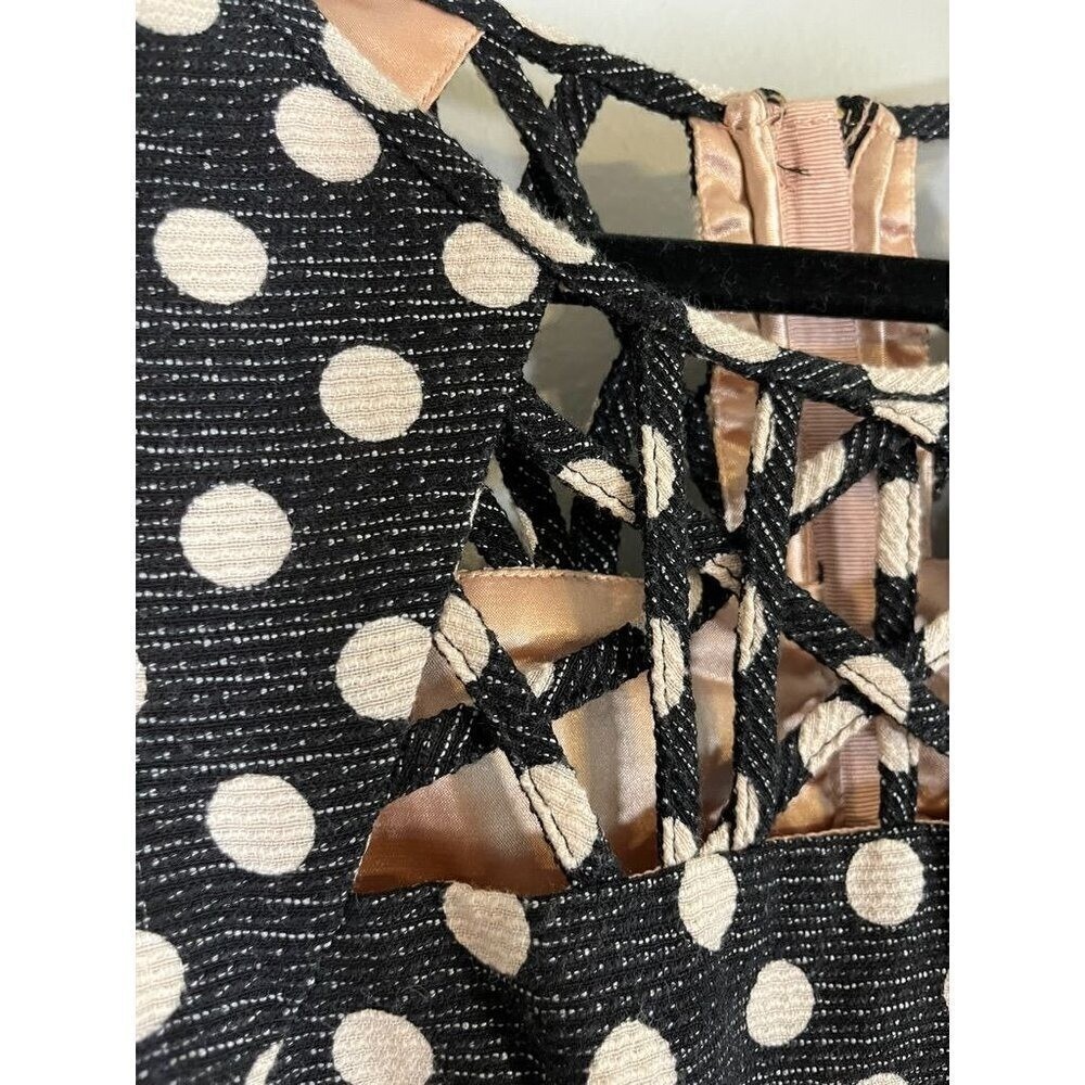 Anthropologie Maeve Polka Dot Dress 0 Black Mini Swing Pinup Retro Preppy 80s
