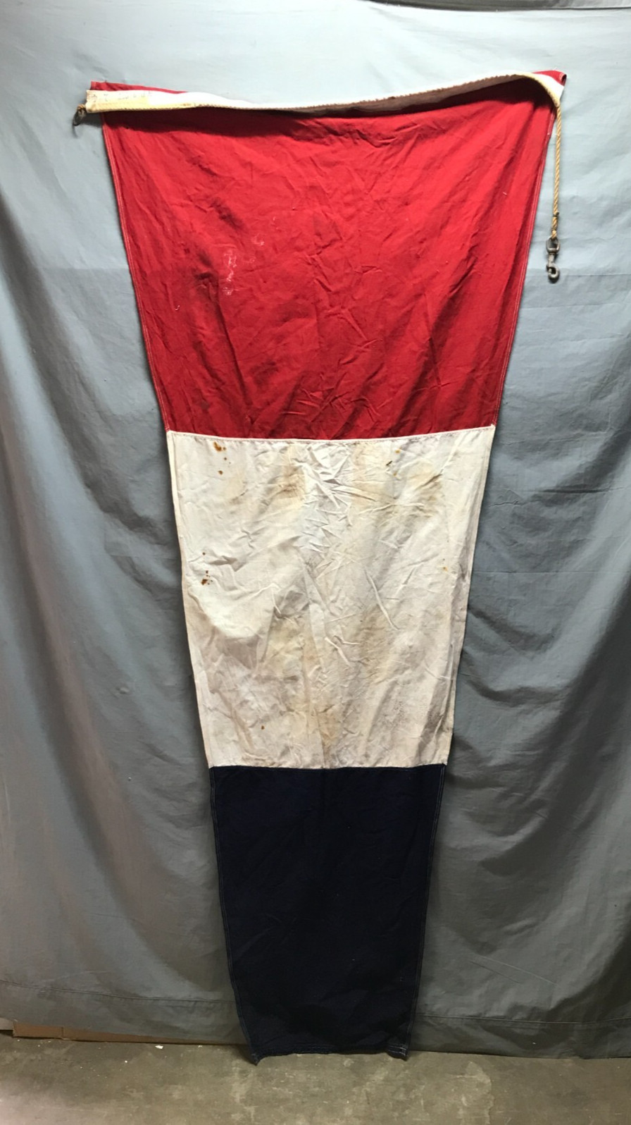 Vintage 90″ 1930s Red White & Blue Nautical Sailboat Old Flag 698-25B