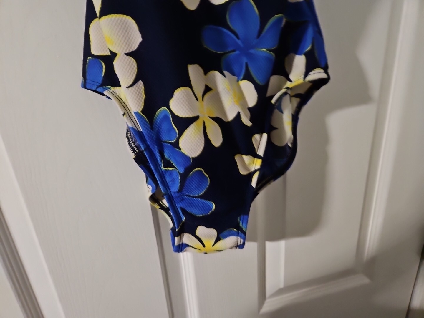 Vtg Rare Cole of California Blue Floral Textured 1 Pc Bathing Suit Swimsuit 10