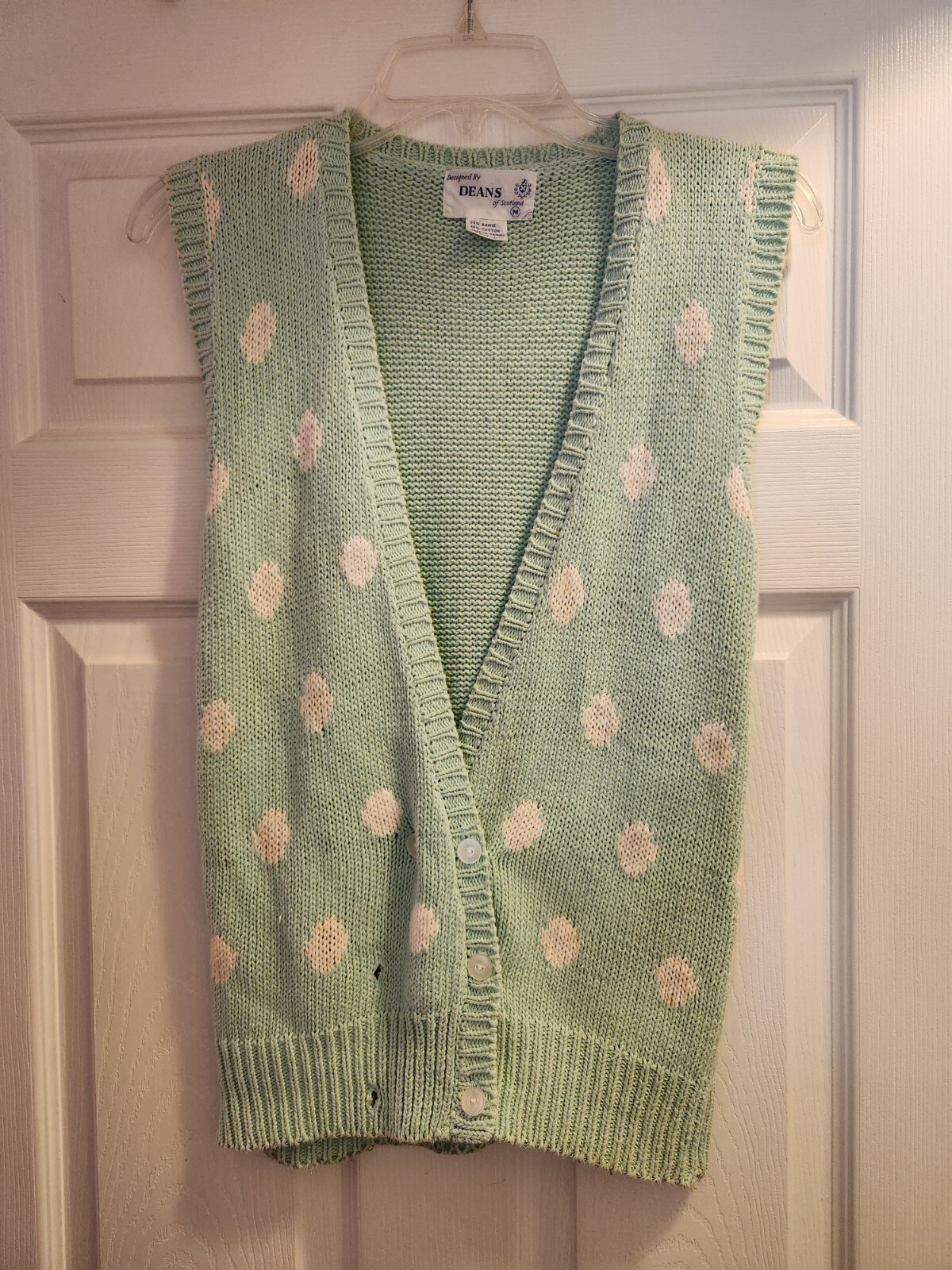 Deans of Scotland Crossover Button Up Sweater Vest Green Medium VINTAGE