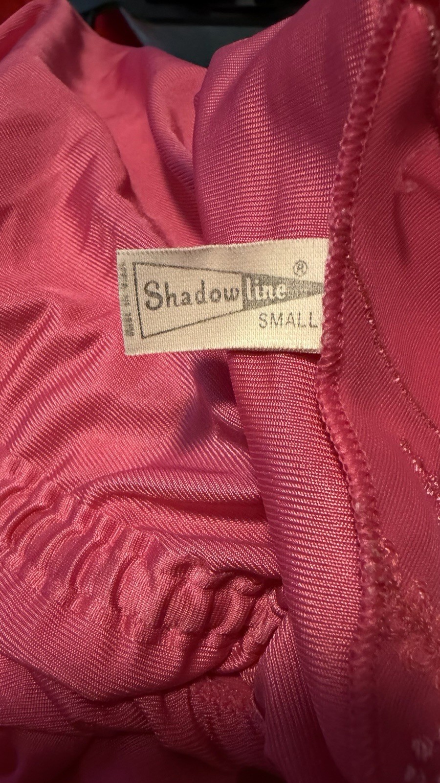 Vintage Shadowline Women’s Long Pink Nylon Nightgown Size S Short Cap Sleeve