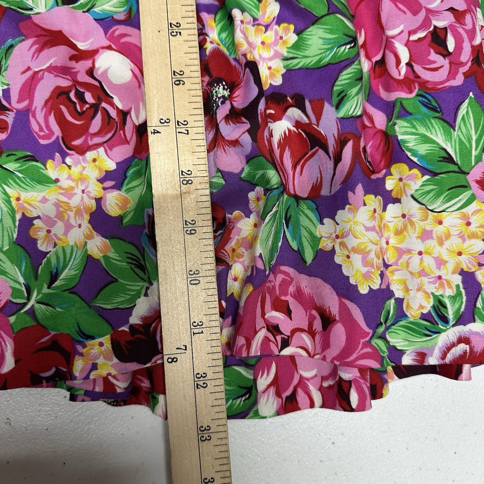 Vintage Maxi Skirt Sz 8 tagged 14 Floral Pleated A-Line Red Multi Colorful 90s