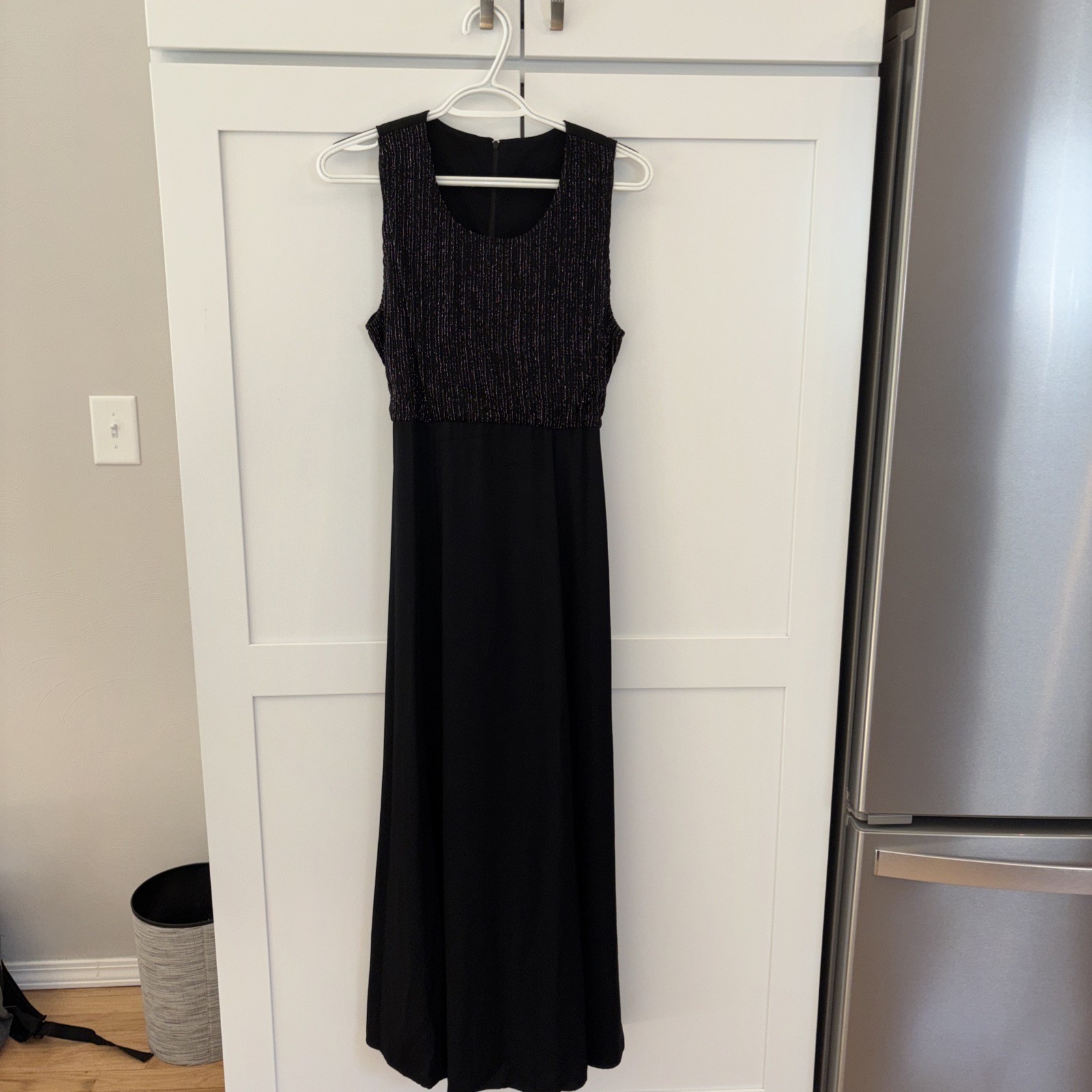 VTG Charade of California Women’s Black Maxi Dress Metallic Bodice, Full Skirt 8