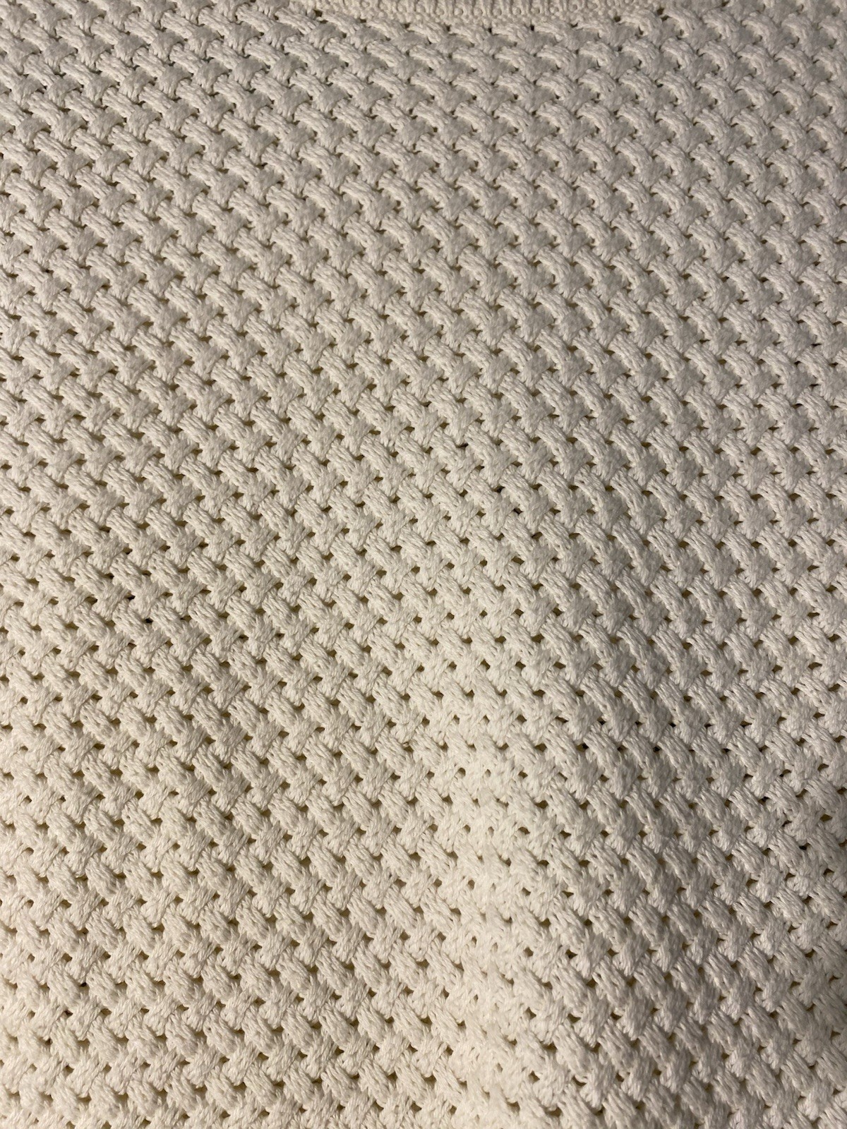 Vintage LL Bean Ivory Cotton Boatneck Basket Weave Sweater L Fisherman Core