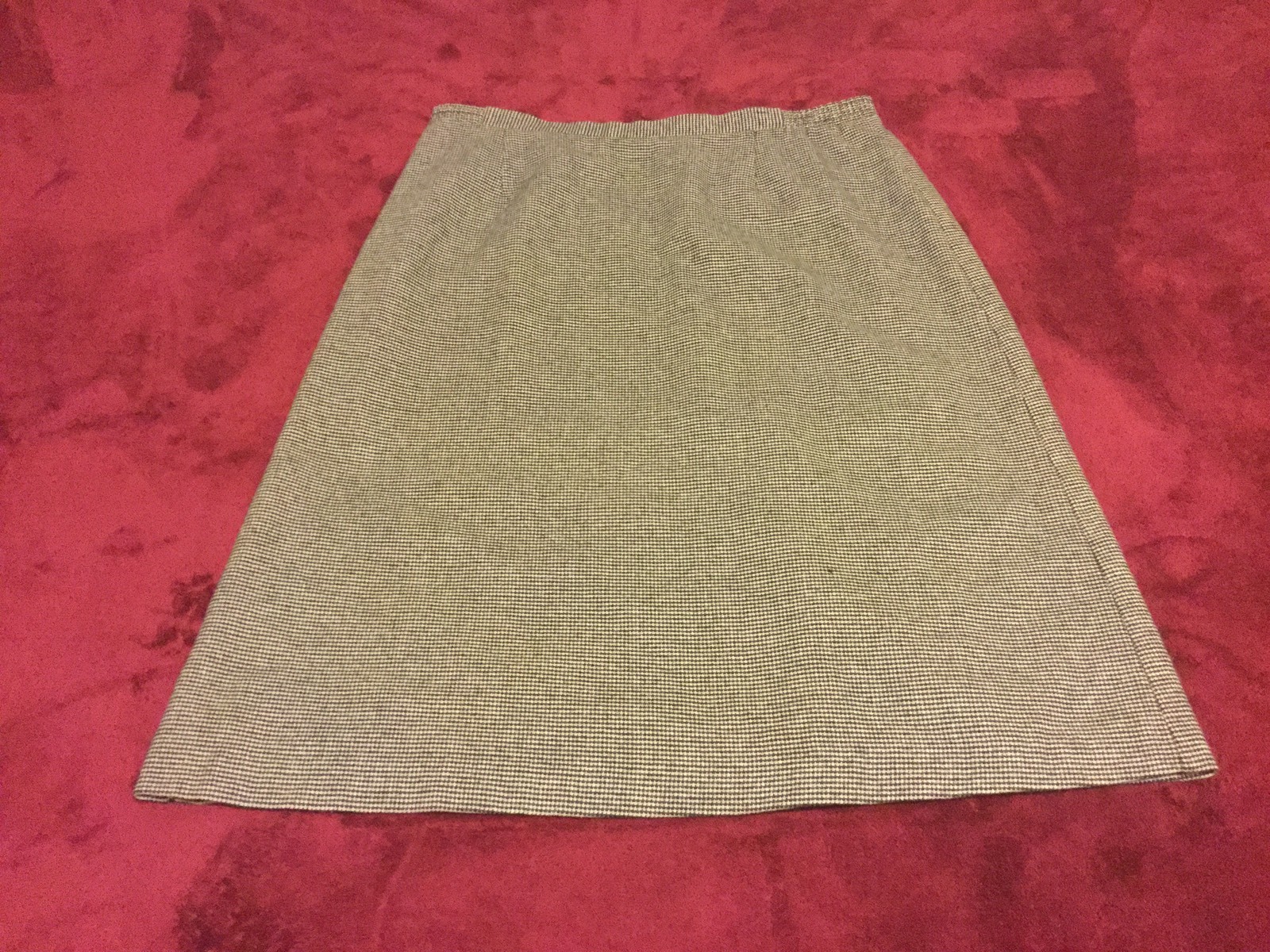 VTG EUC USA made Tan Jay Wool Poly 32×48 Rockabilly Houndstooth A Line Skirt