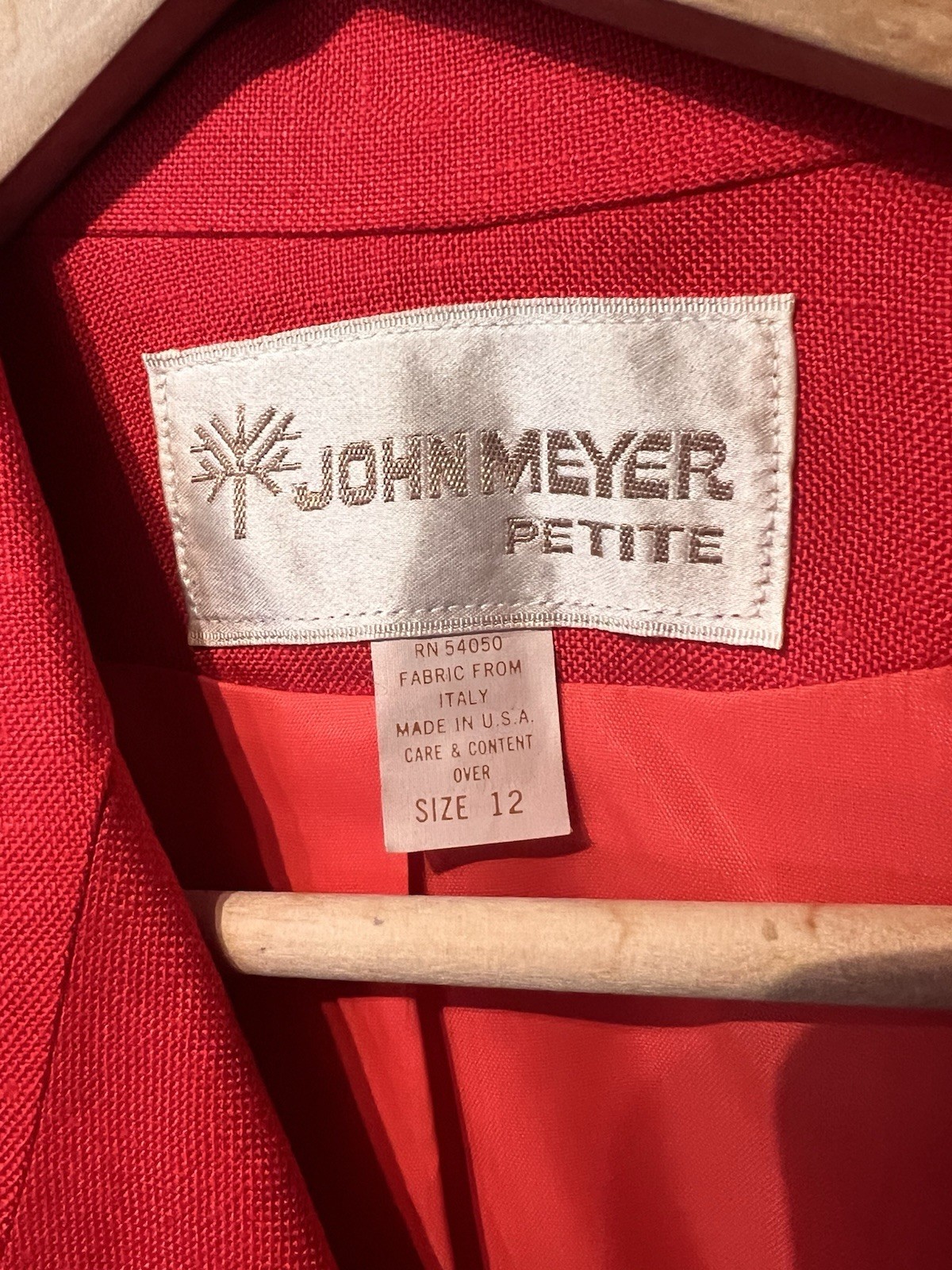 Vintage John Meyer Red Double Breasted Crop Blazer Size 12 USA Made