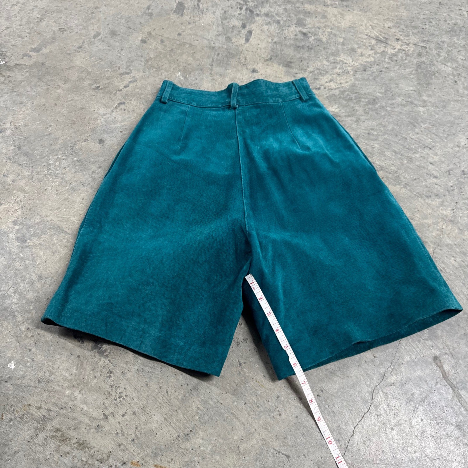David Hollis VTG Teal Green Suede Leather High Waisted Shorts S/XS Retro Classic