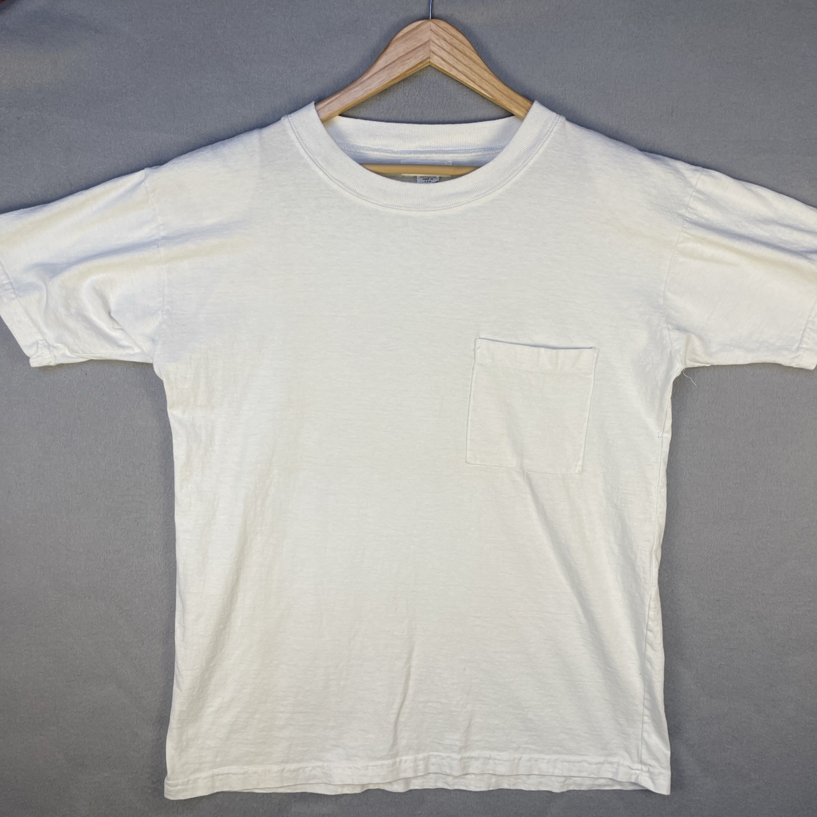 Vtg 80s Express Campagnie Internationale Padded Shoulder Pocket Tee White USA
