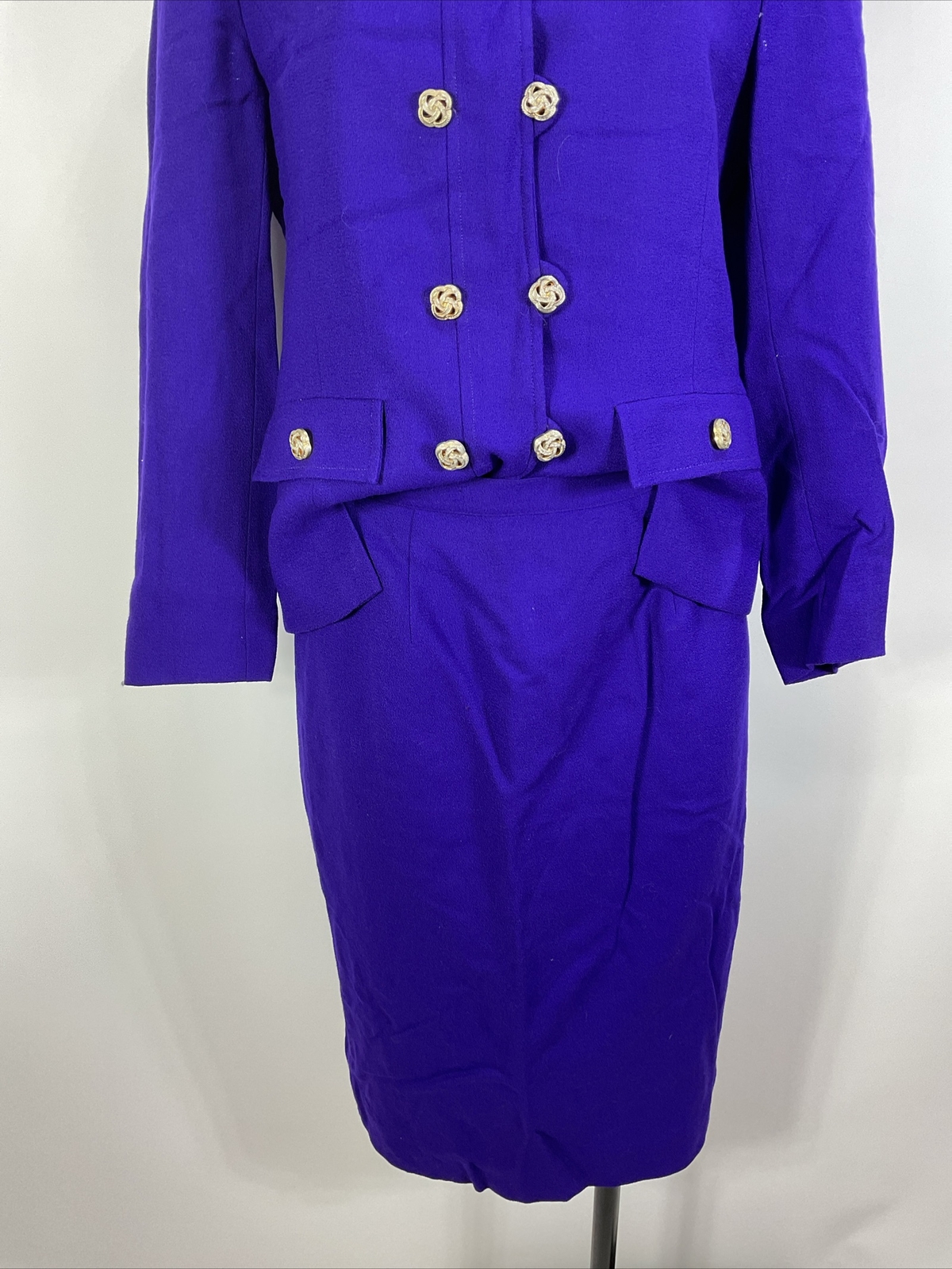 Vintage Herbert Grossman Wool Skirt Suit 2-Pc Set 6 Royal Purple Made USA
