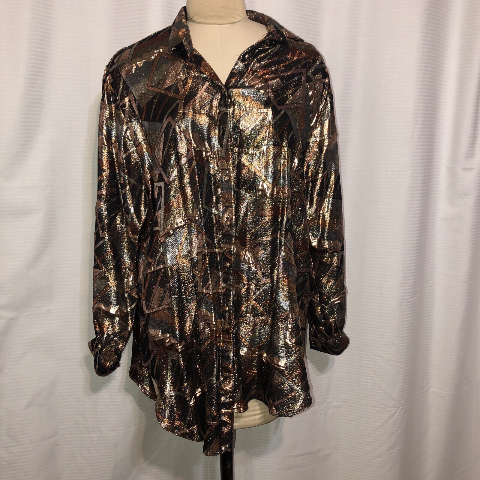 Vintage 80s L Rothschild San Francisco Gold & Black Velvet Brocade Jacket Size M