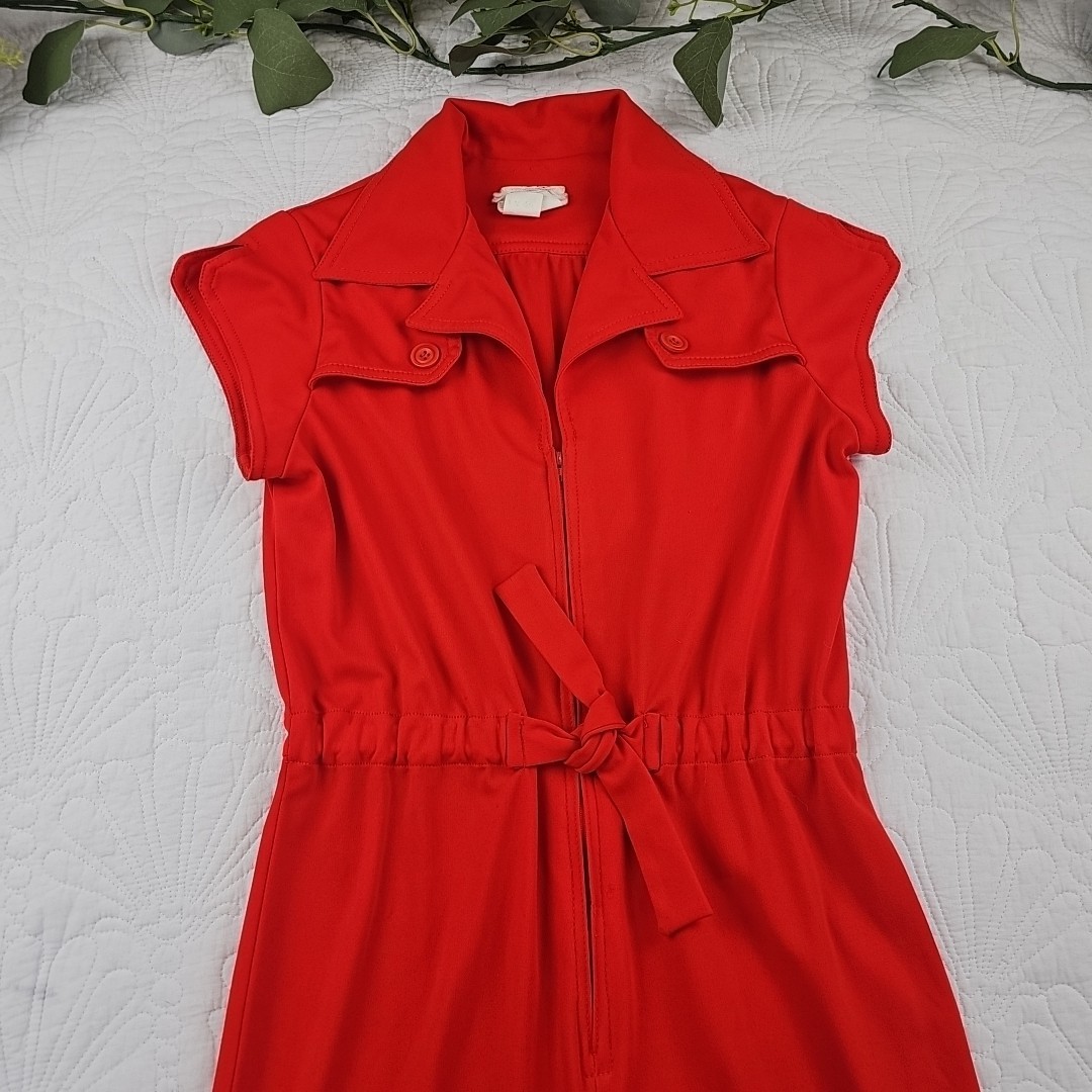 VTG 70’s PBJ Orange Coral Short Sleeve Jumpsuit VTG Size 9 Small