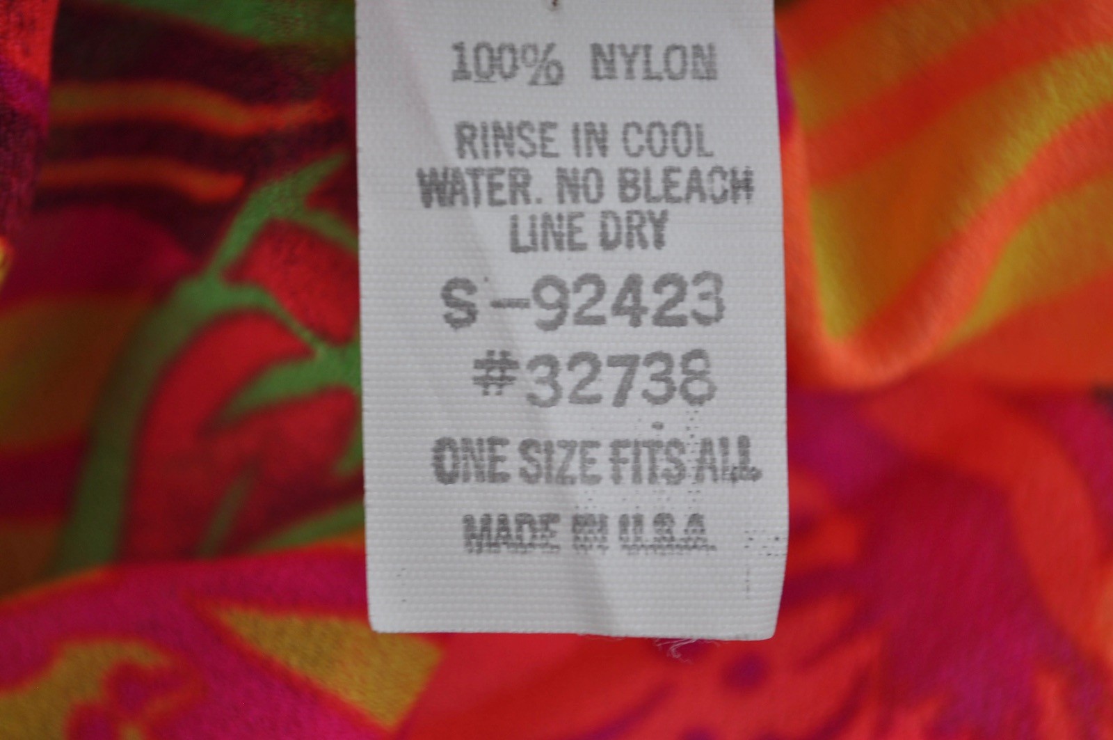 Vintage Sessa Beach Wrap Sarong 100% Nylon NEON Floral made in USA One Size