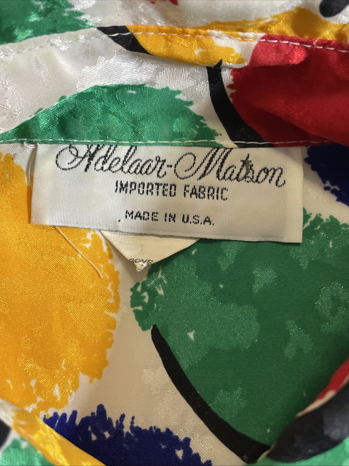 Adelaar Matson Vintage 1980’s Long Sleeve Abstract Colorful Blouse Women’s Large