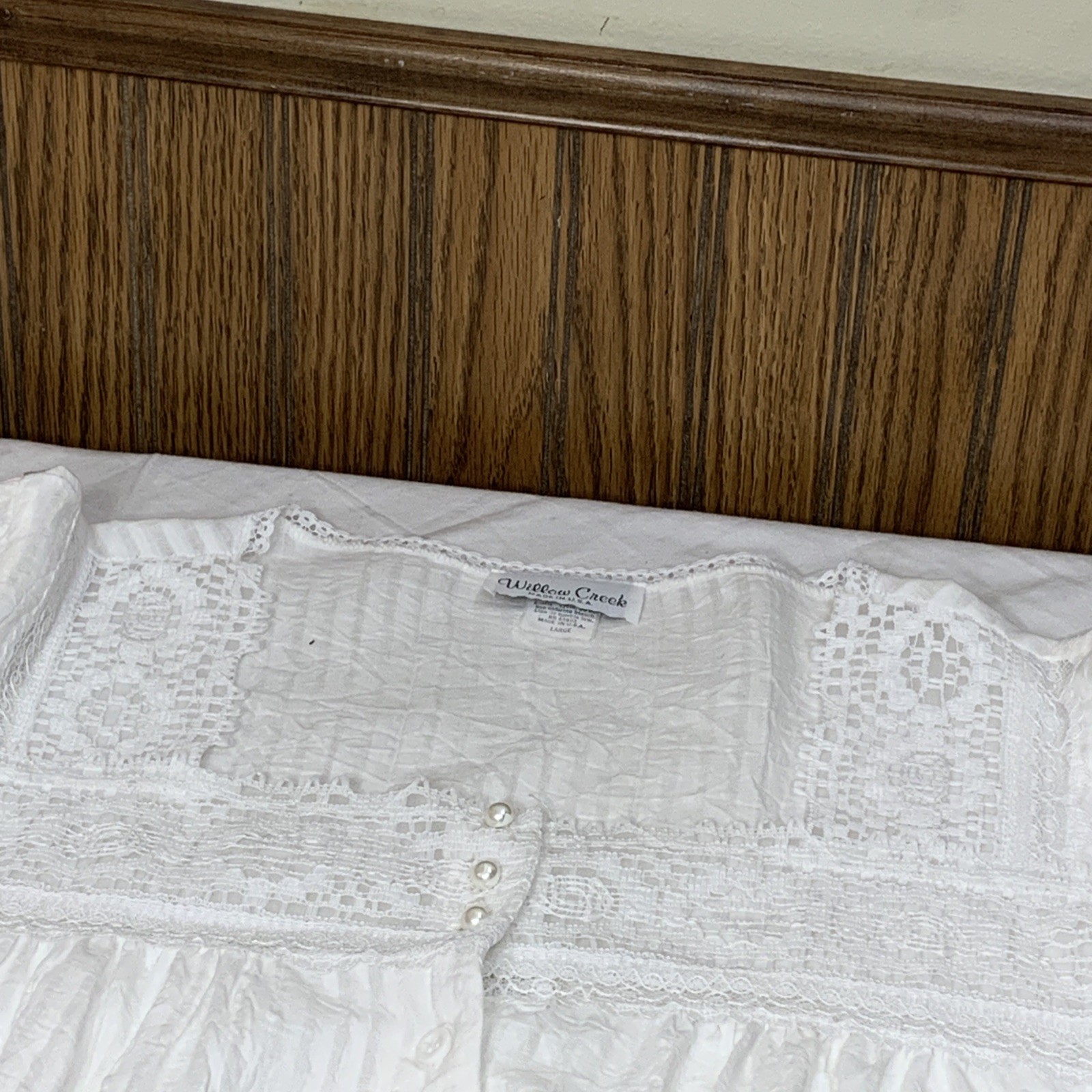Vintage Willow Creek White Lace Dress Gown Robe Large Cottagecore Prairie Ruffle