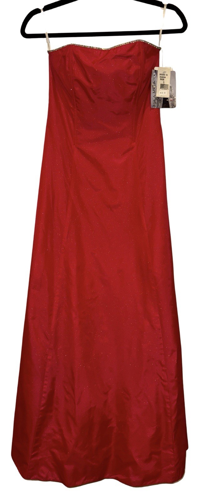 Vintage Y2K Gunne Sax Jessica McClintock A-Line Rhinestone Red Glitter Dress 3