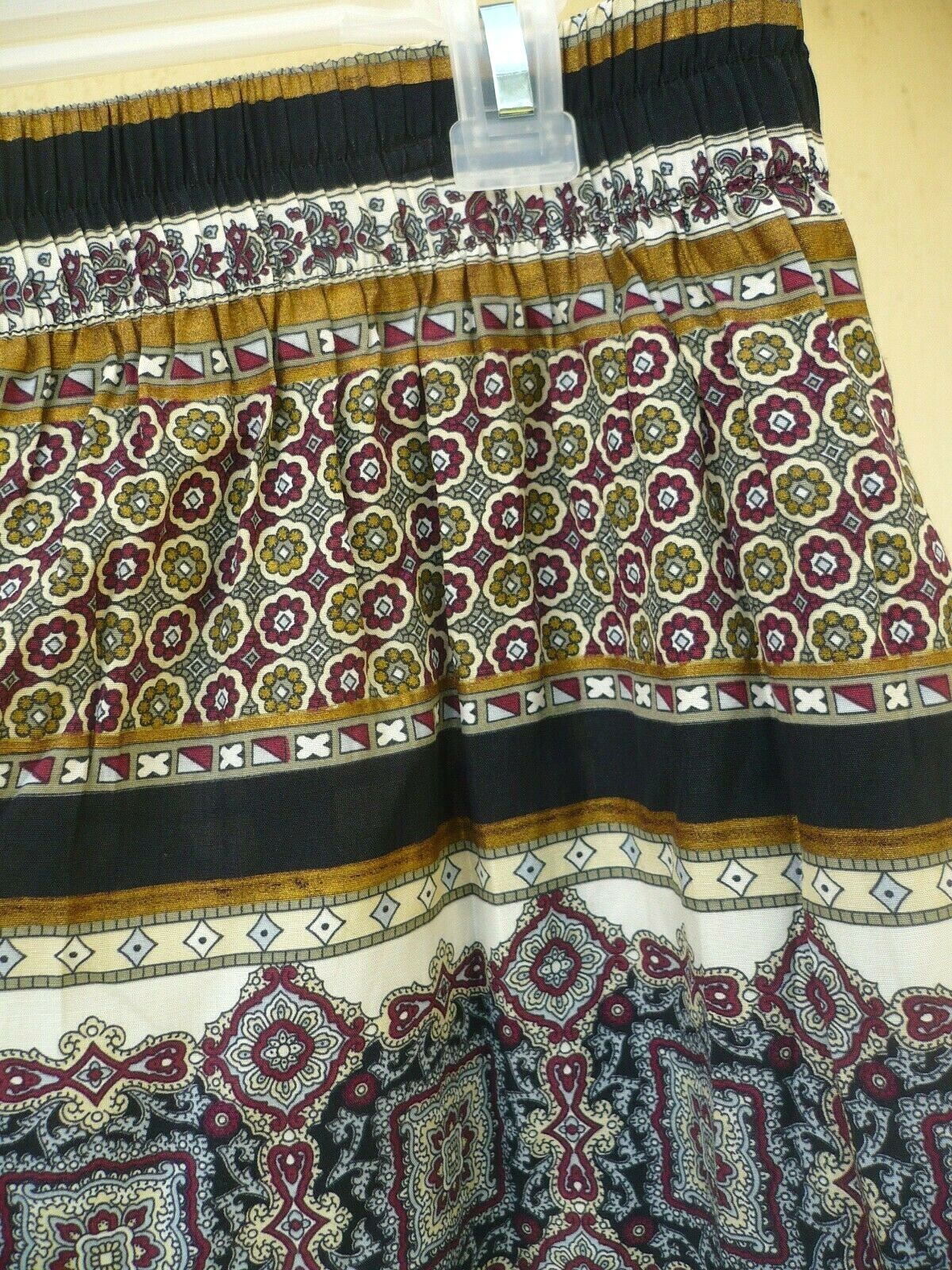 VTG 90S 2X MICHAEL TAYLOR PLUS PLEAT BLACK GOLD GEOMETRIC INDIA LOOK SKIRT WOMEN