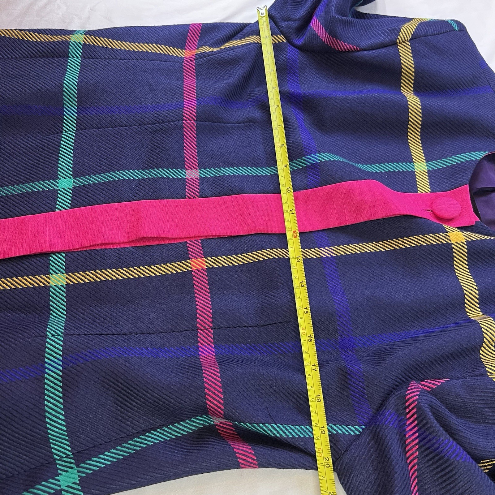 Vintage 80’s Saville Lined Jacket Blazer Tartan Plaid Blue Pink Sz 12 Large