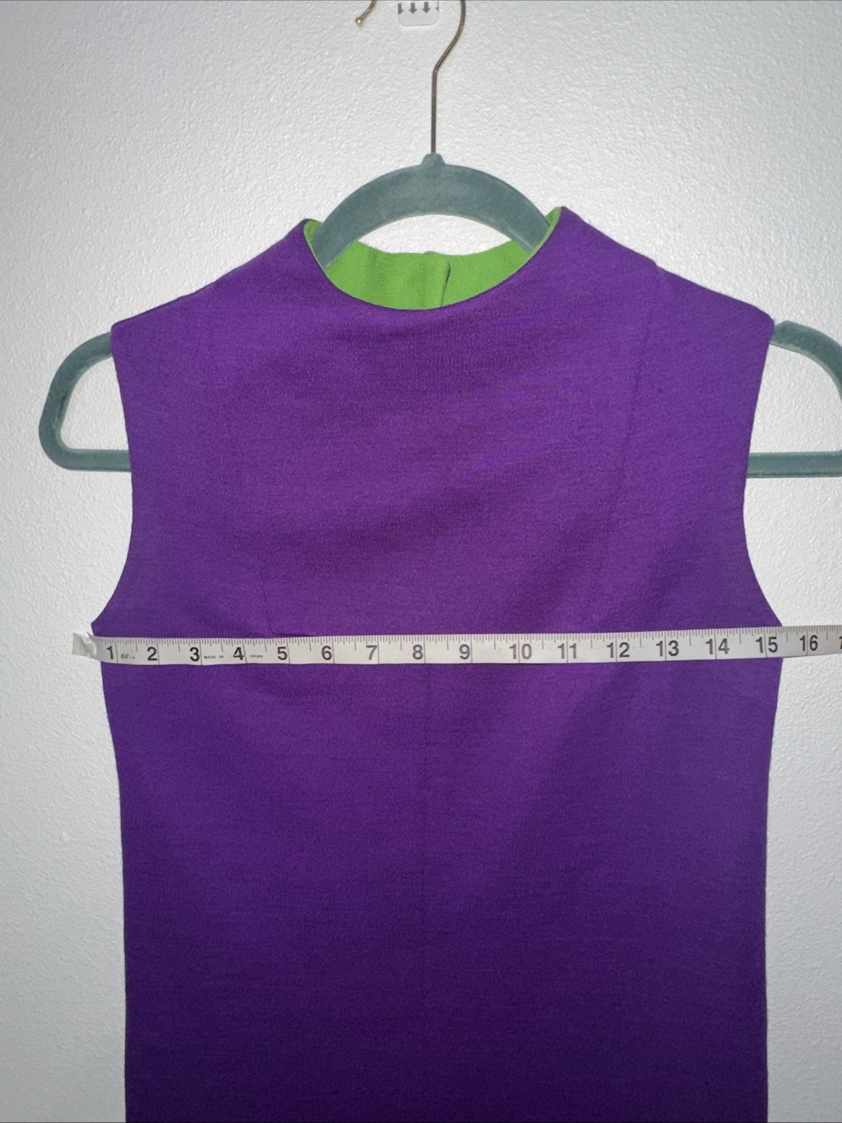 Johnathan Logan Vintage Purple Shift Dress Sleeve Less Size Sp High Mock Neck