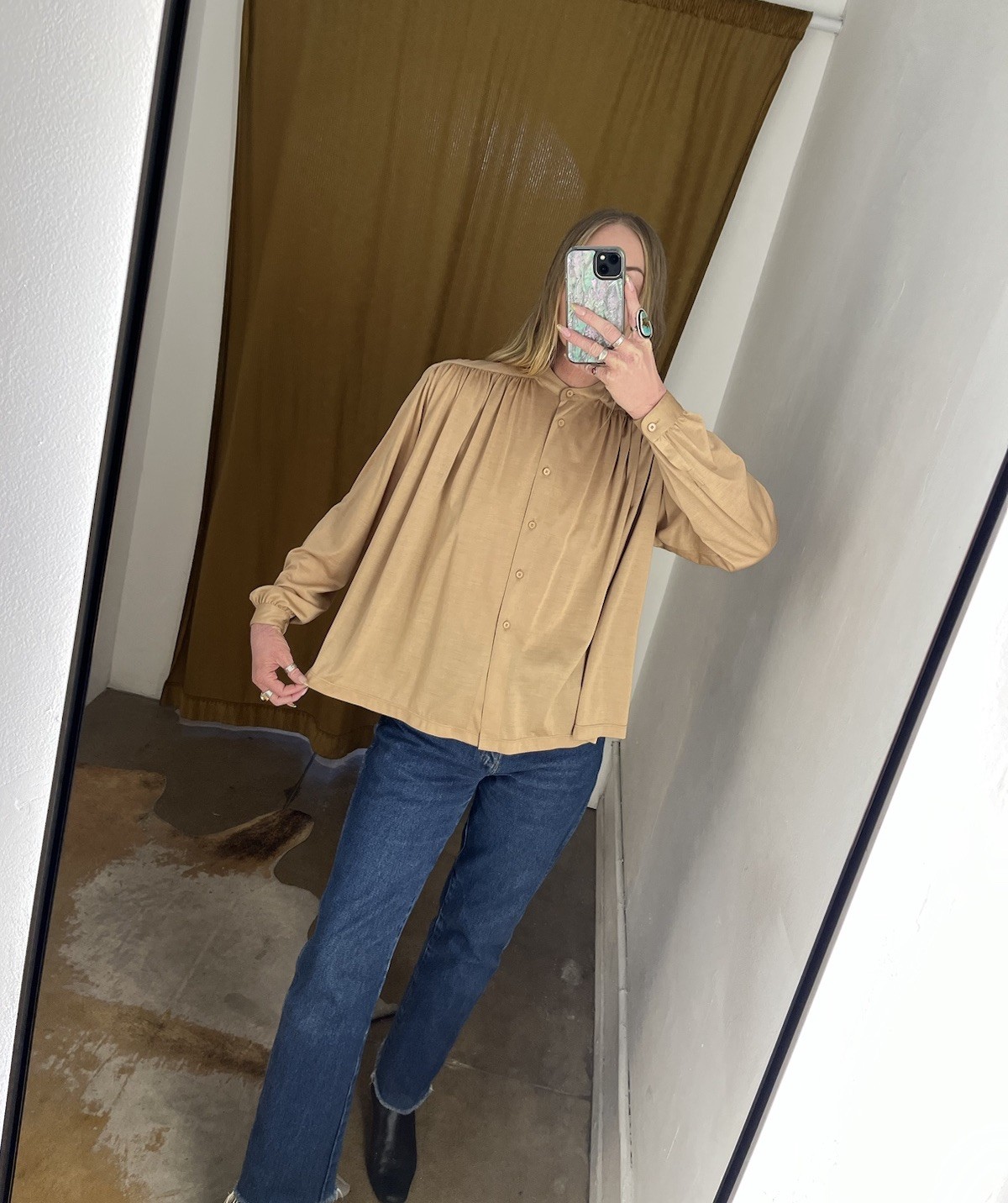 1970s 80s Rare Designer Ted Lapidus Couture Silk Jersey Draped Blouse S/M