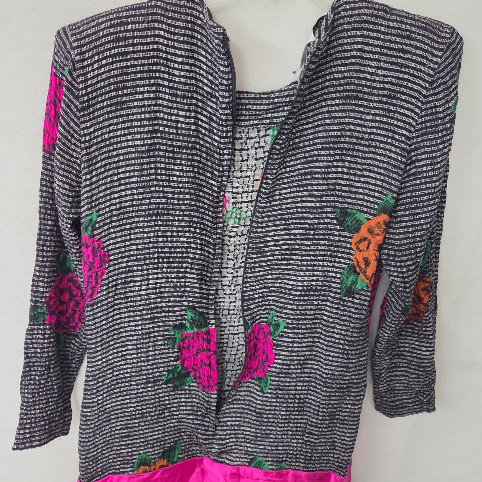 Richie Freeman for Teri Jon Dress Women 12 Black Pink Silk Floral Drop Waist Bow