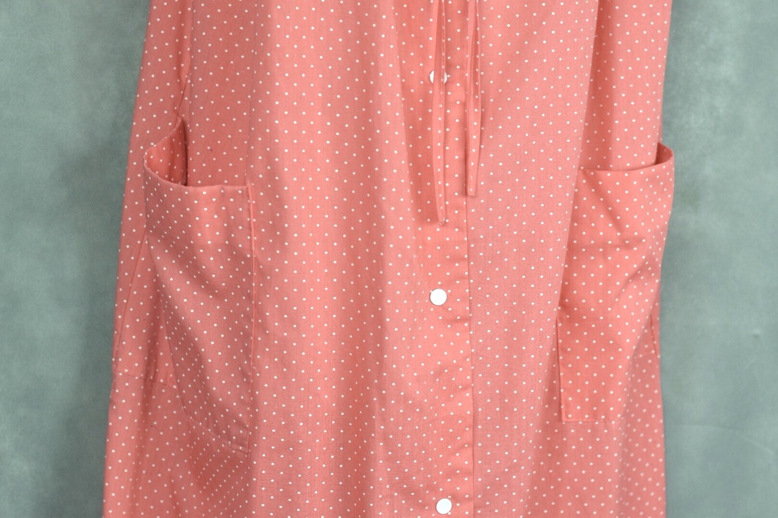 Vtg 70s It’s A Charm Nightgown Pink White Polka Dot Size Medium