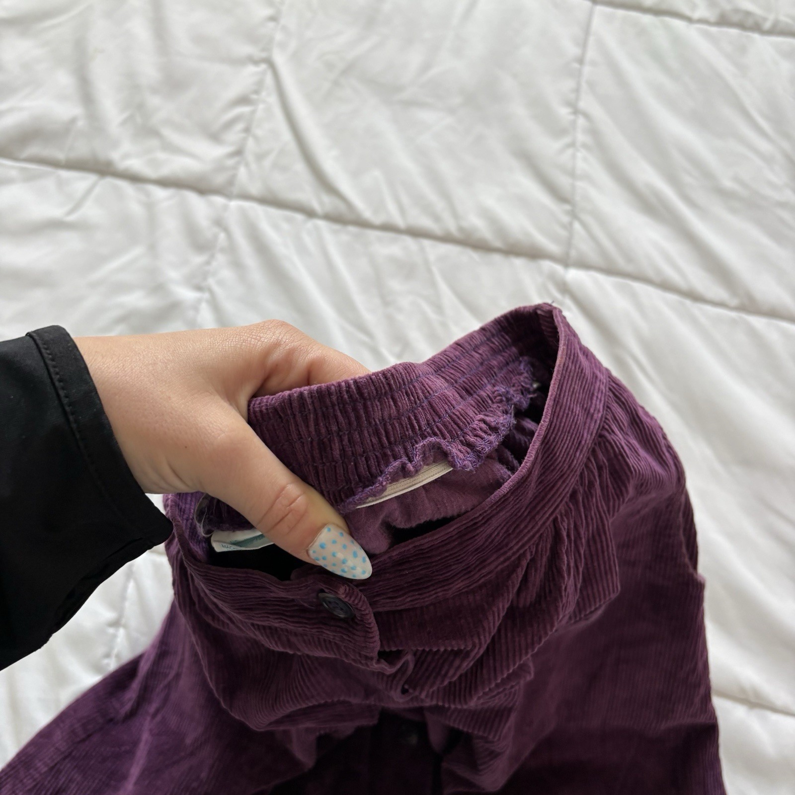 Vintage 80s Purple Corduroy Button Front Midi Skirt Womens 18 100% Cotton Retro