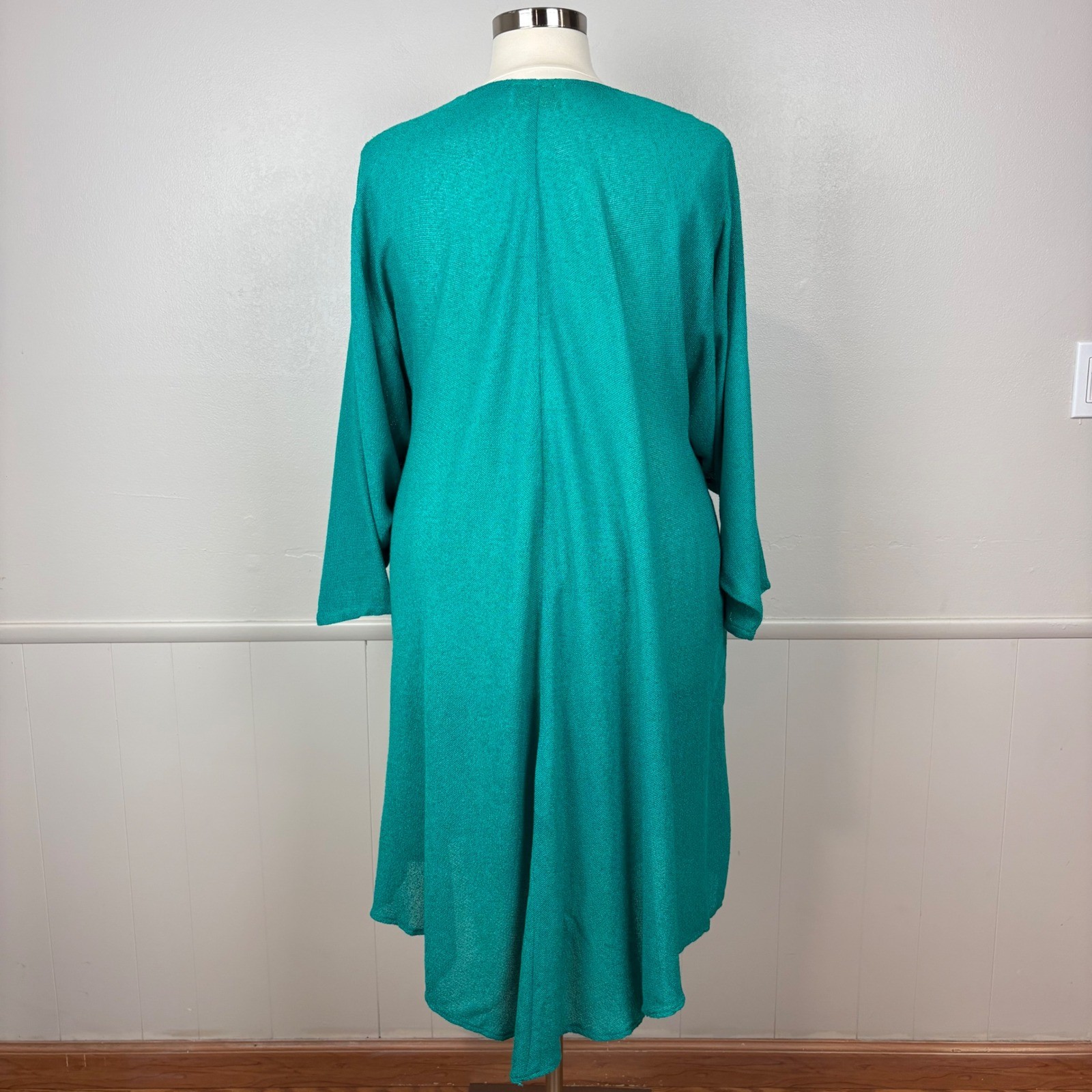Spencer Alexis Vintage Kimono Inspired Topper Duster Teal Size 16 Dramatic 80s