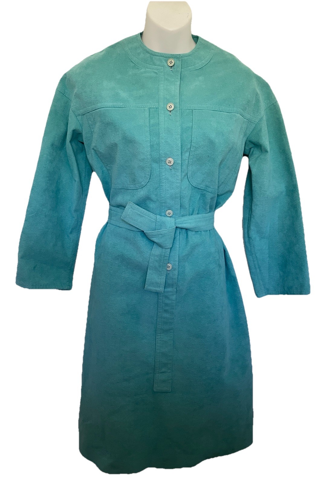 CHESTER WEINBERG For SAMUEL ROBERT VINTAGE 70’s Turquoise Faux Suede DRESS