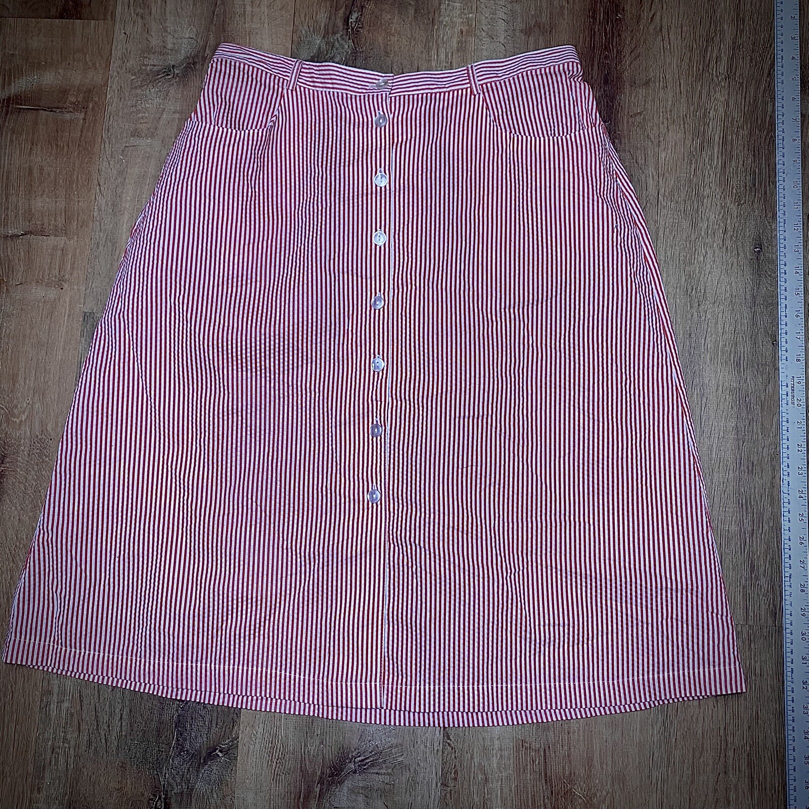 VTG Women’s Plus Red Below Knee Sz 20 Barber Shop Steam Punk Lightweight Pockets