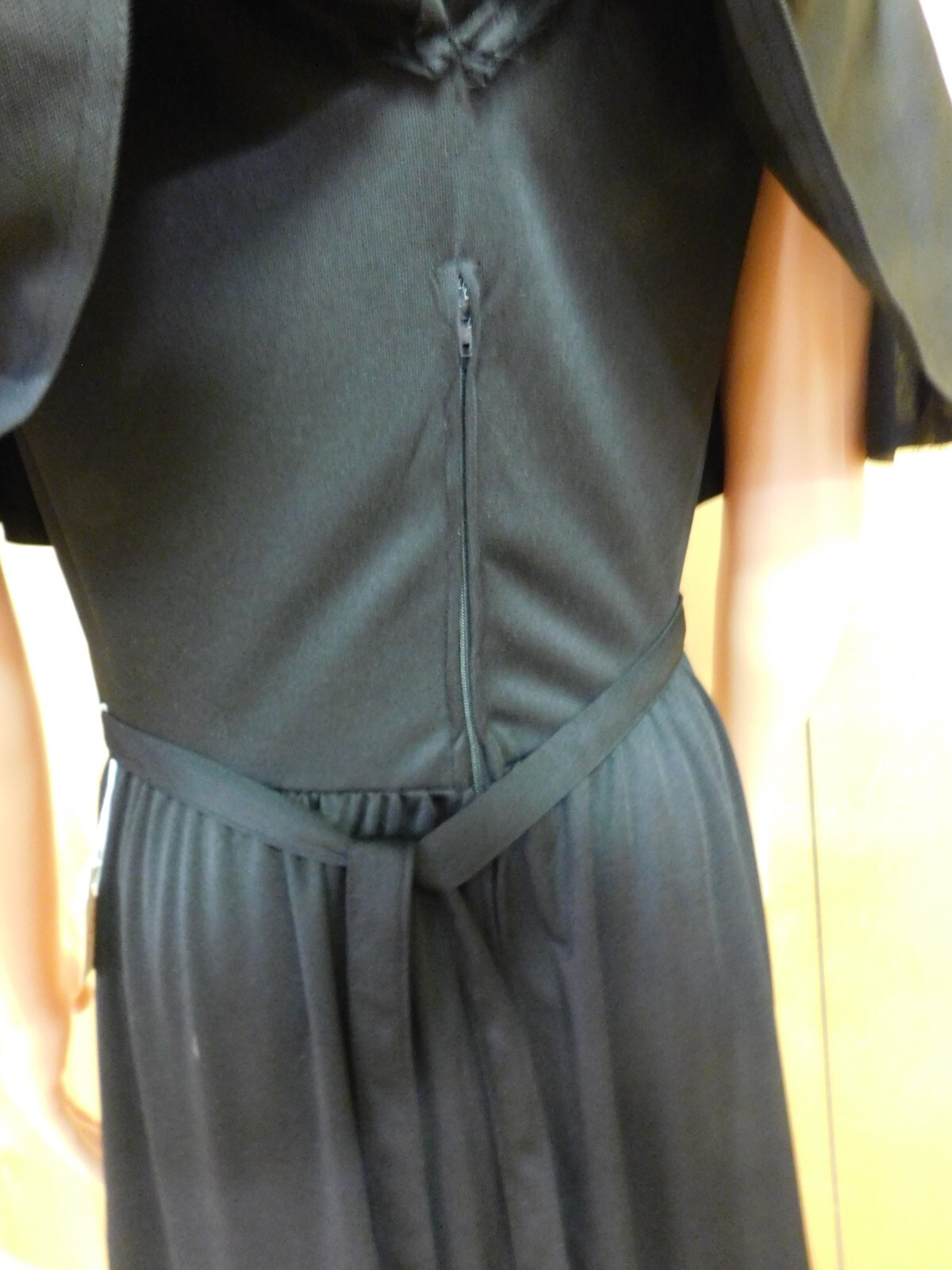 Vintage BROWNSTONE STUDIOS Black Poly Evening Dress Gown Maxi 28″ Waist*