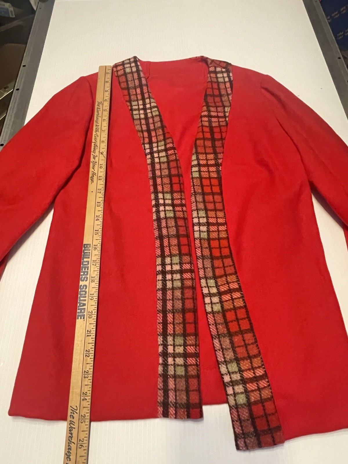 Vintage Handmade Red Sleeveless Top And Open Cardigan 70s Poly