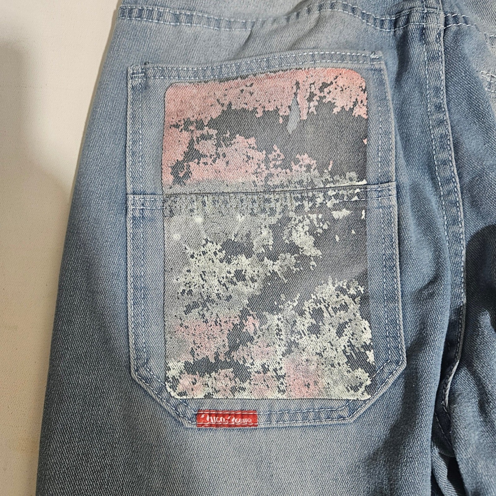 Vintage 90s JNCO Jeans Baggy Wide Leg Crown Graffiti Light Wash 31 Y2K Skater