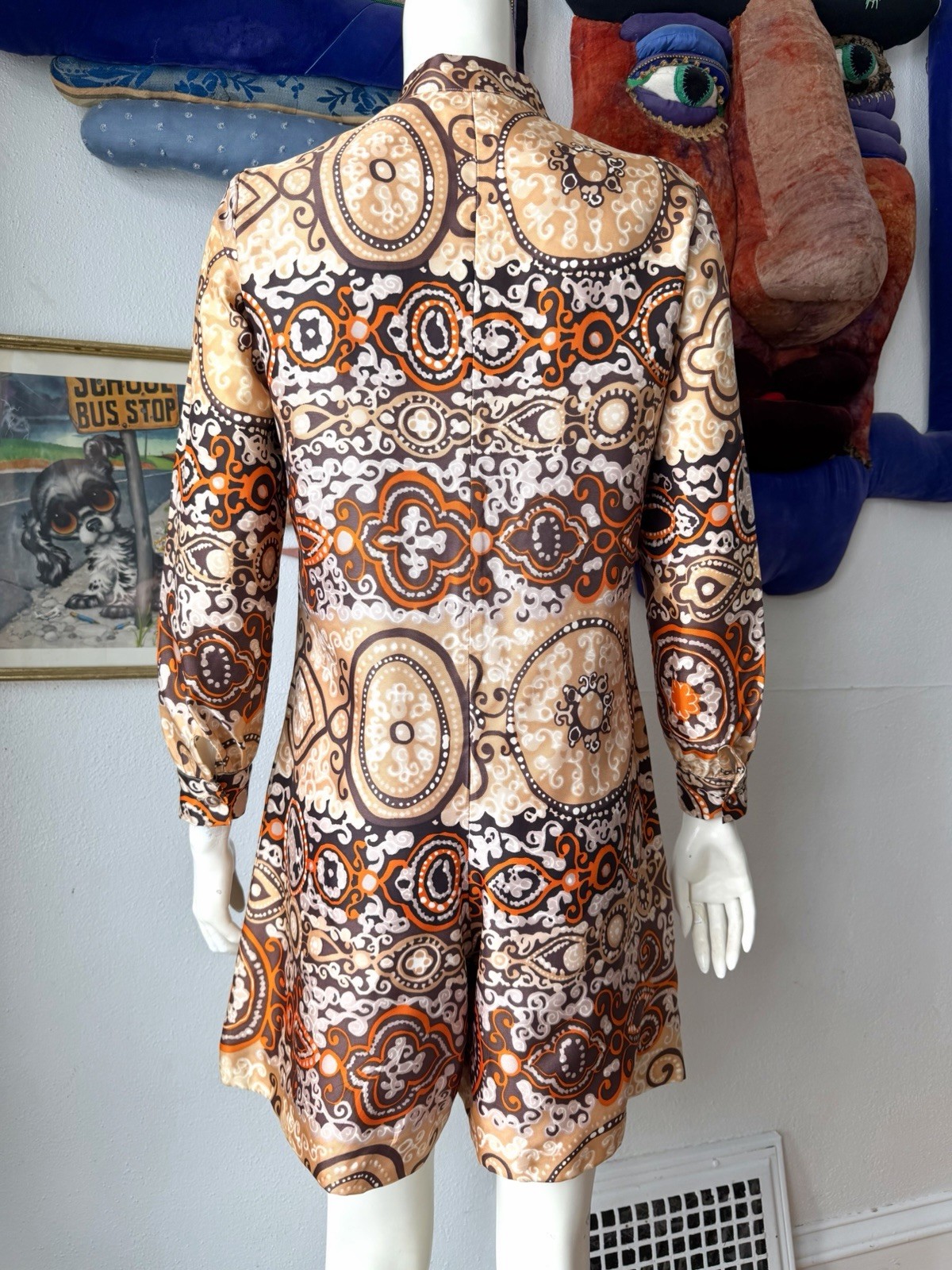 1960s SATIN ROMPER Vintage Jumpsuit ‘Aladdin’ One Piece Shorts Suit Psychedelic