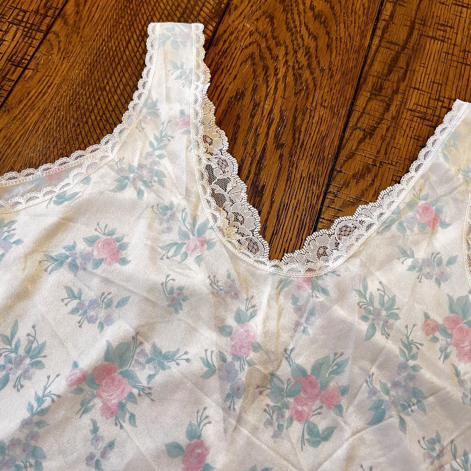 Vintage Floral Lace Camisole Ashley Taylor Nylon Large B Women’s Made In USA