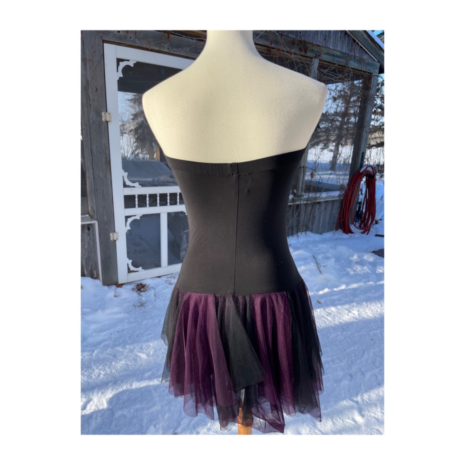 VIntage 90s B. Smart Tube Tutu Mini Dress Whimsy Goth Black Purple Sz 7/8