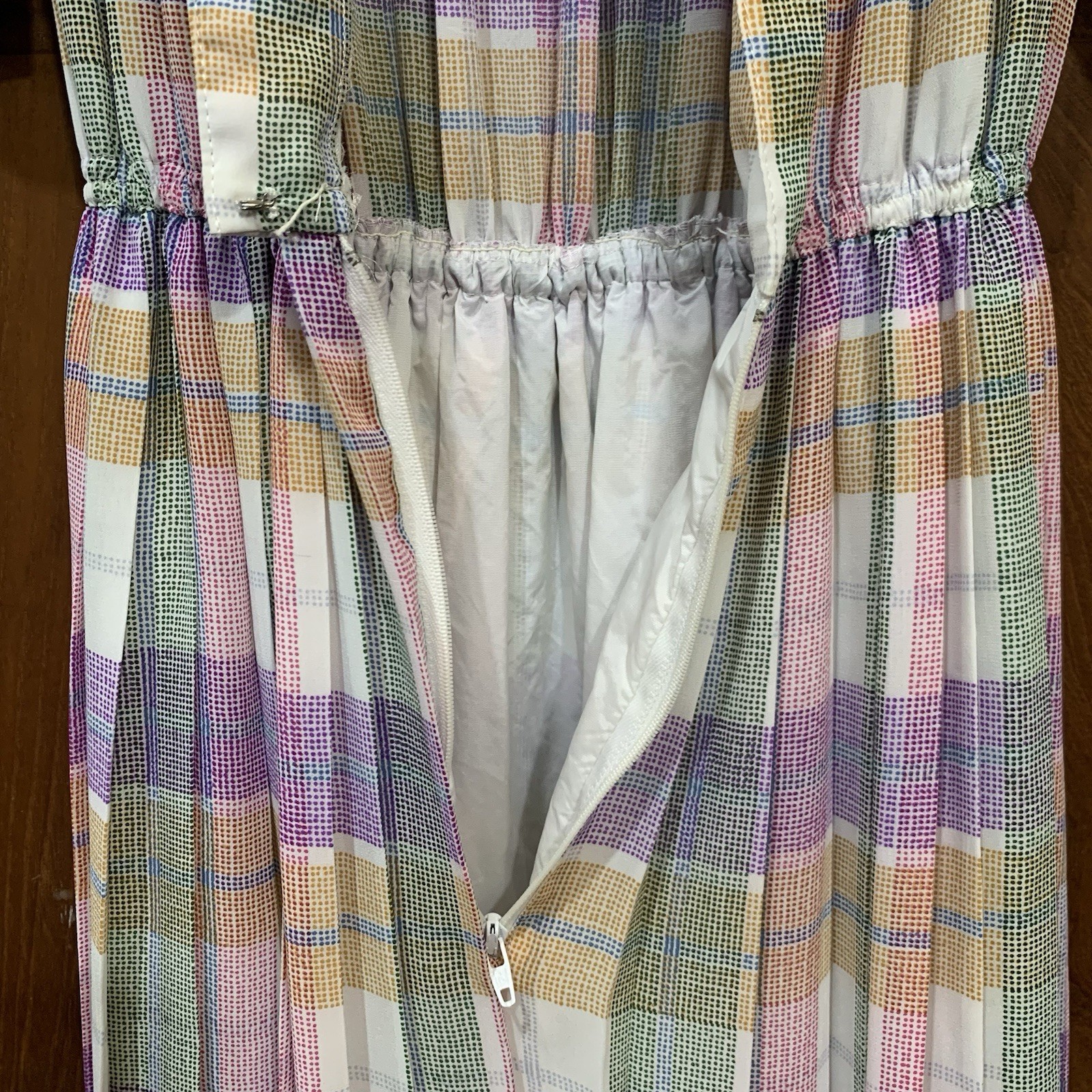 VTG 80s Japanese GENOVA Pastel Plaid Midi Dress Made in Japan Anchor Showa Retro