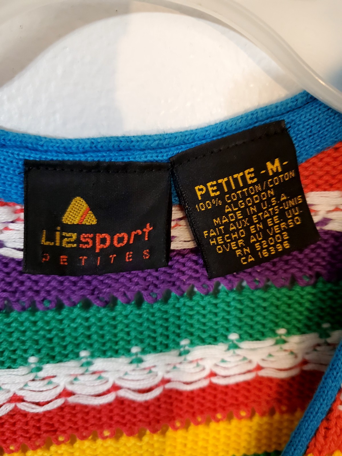 Liz Sport Vintage Colorful Striped Sweater Cardigan Petite M (C68)