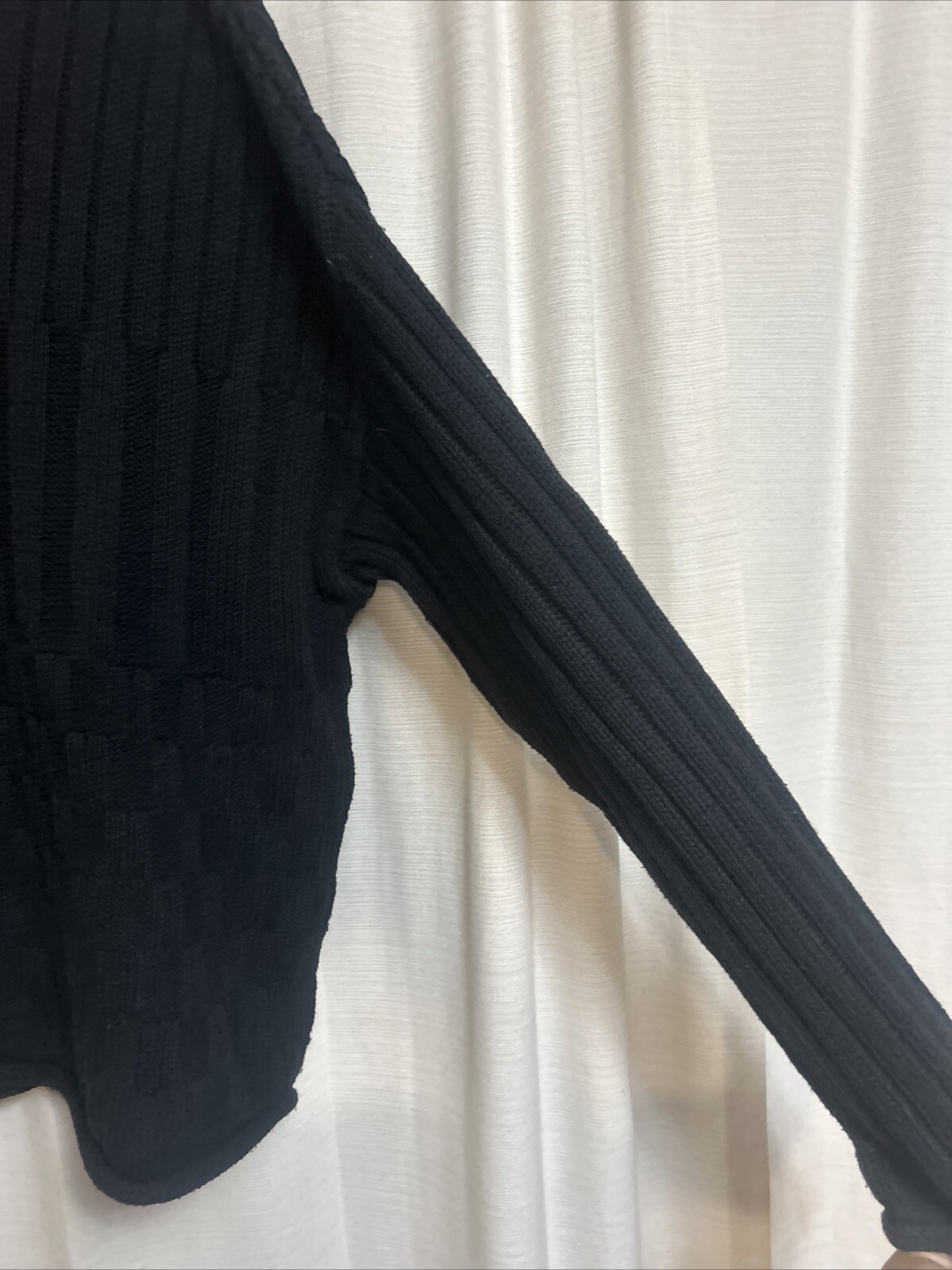 Beldoch Popper USA M Black Long Sleeve Knit Sweater Vintage Cotton Mall Hair T4