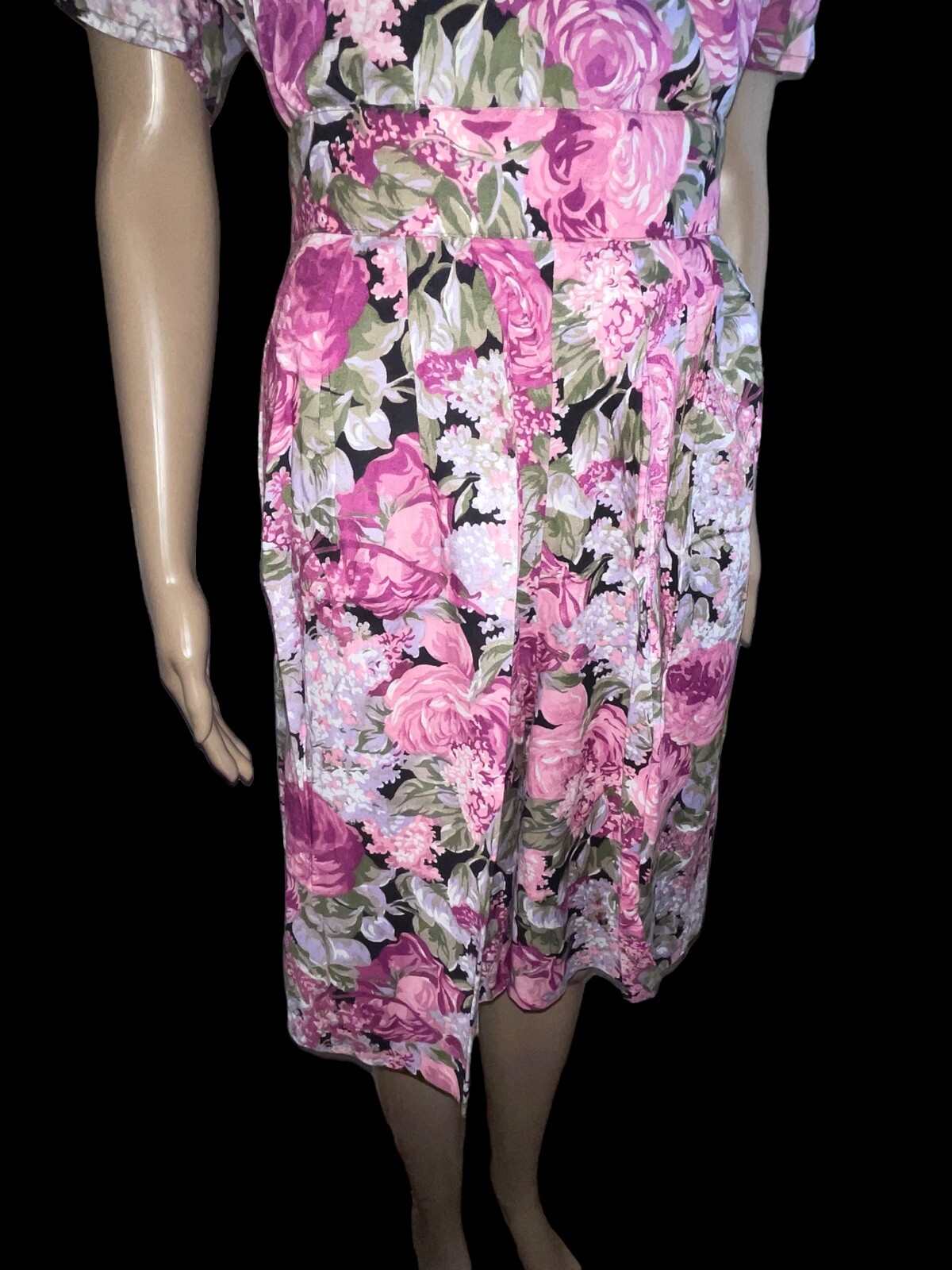 VTG 80s Langtry Floral 2 Piece Jumper Shorts Blouse Pink Flowers Medium Mom