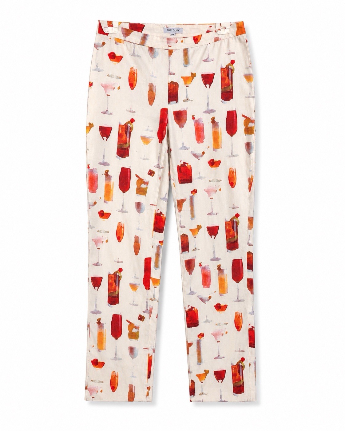 Vintage Tufi Duek Cocktail Print Cropped Pants Size EU 44