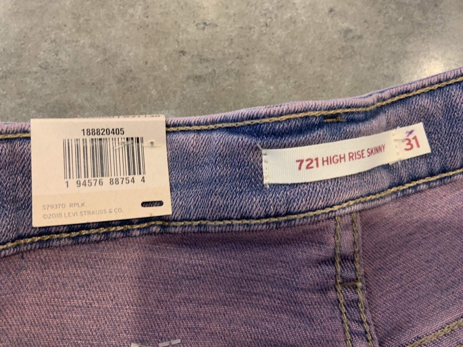 LEVIS 721 Skinny High Rise 31/30 Acid Washed Purple Hue NWT Rare!