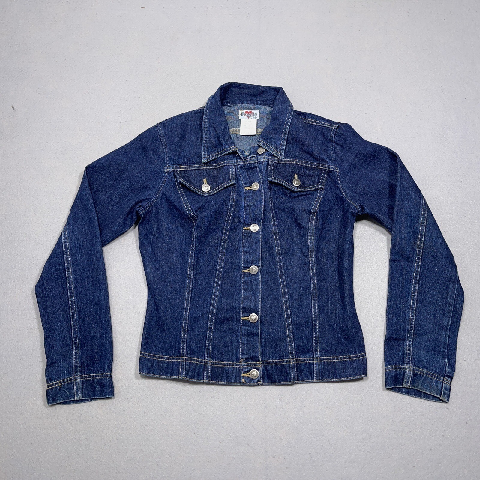 Vintage Denim Jacket Women Medium Regular Fit Dark Blue Wash Vintage 90s Grunge