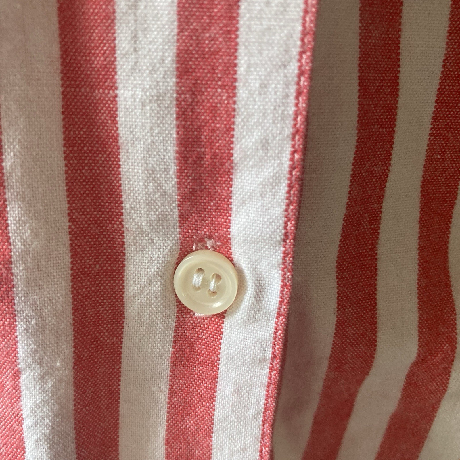 VTG Eddie Bauer Red Striped Short Sleeve Shirt Womens Med Preppy Quiet Luxury